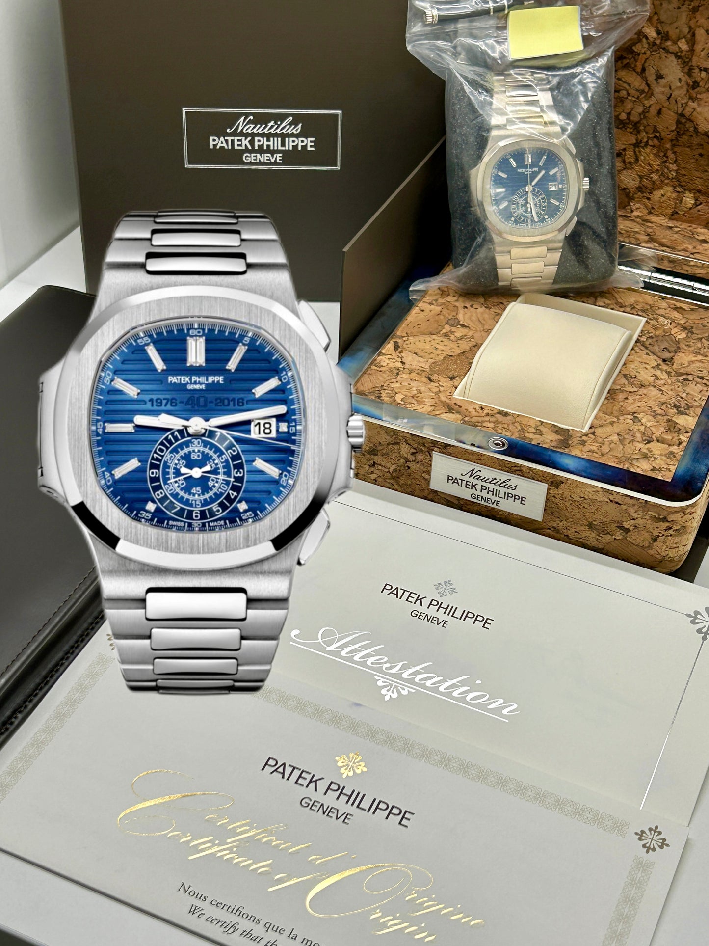Patek Philippe Nautilus 5976/1G Chrono 40th Anniversary - White Gold Blue Dial Baguette - Factory Sealed