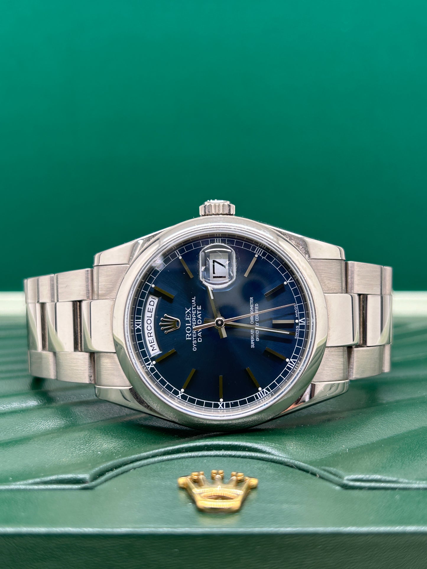 Rolex Day-Date - Blue Dial - 18Kt White Gold - Ref 118209 -No Papers - Service 8/2021