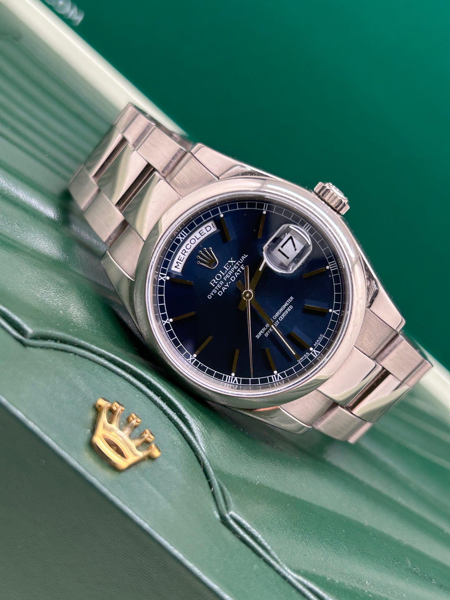 Rolex Day-Date - Blue Dial - 18Kt White Gold - Ref 118209 -No Papers - Service 8/2021