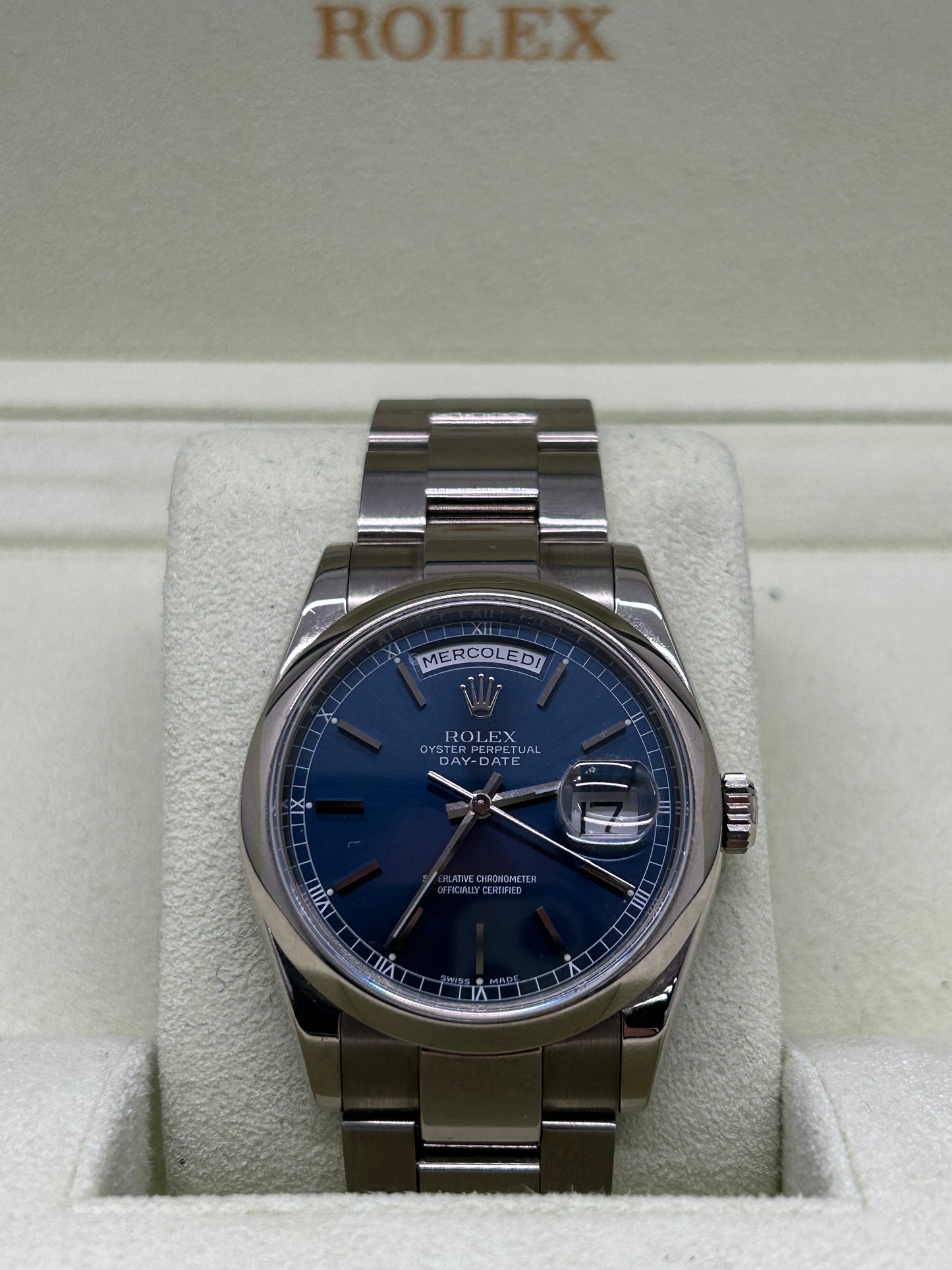 Rolex Day-Date - Blue Dial - 18Kt White Gold - Ref 118209 -No Papers - Service 8/2021