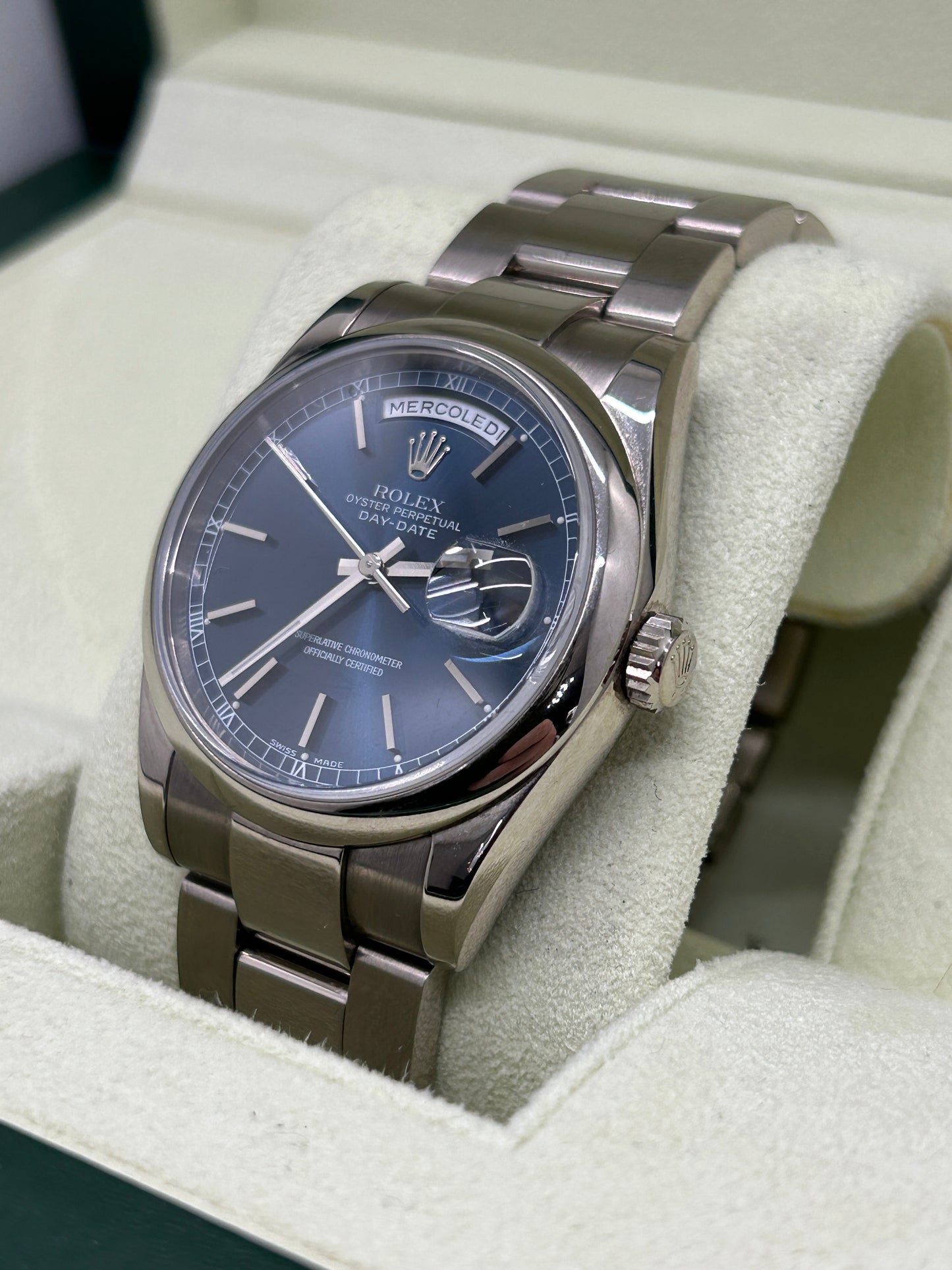 Rolex Day-Date - Blue Dial - 18Kt White Gold - Ref 118209 -No Papers - Service 8/2021