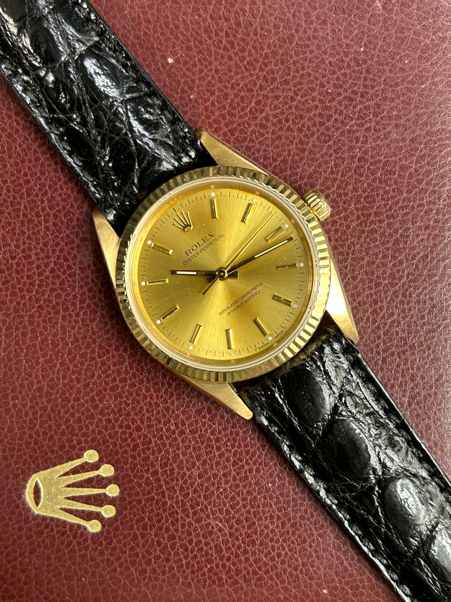 Rolex Oyster Perpetual 34 - Ref 14238 - 18Kt Yellow Gold - Champagne Dial - 1992