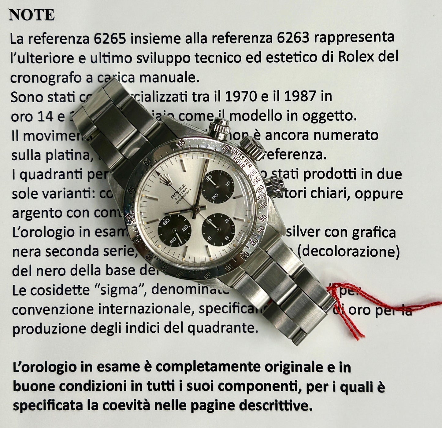 Rolex Daytona - 6265 - White Panda Sigma Dial - Year 1976 - 100% Original & Coeve - Expertized