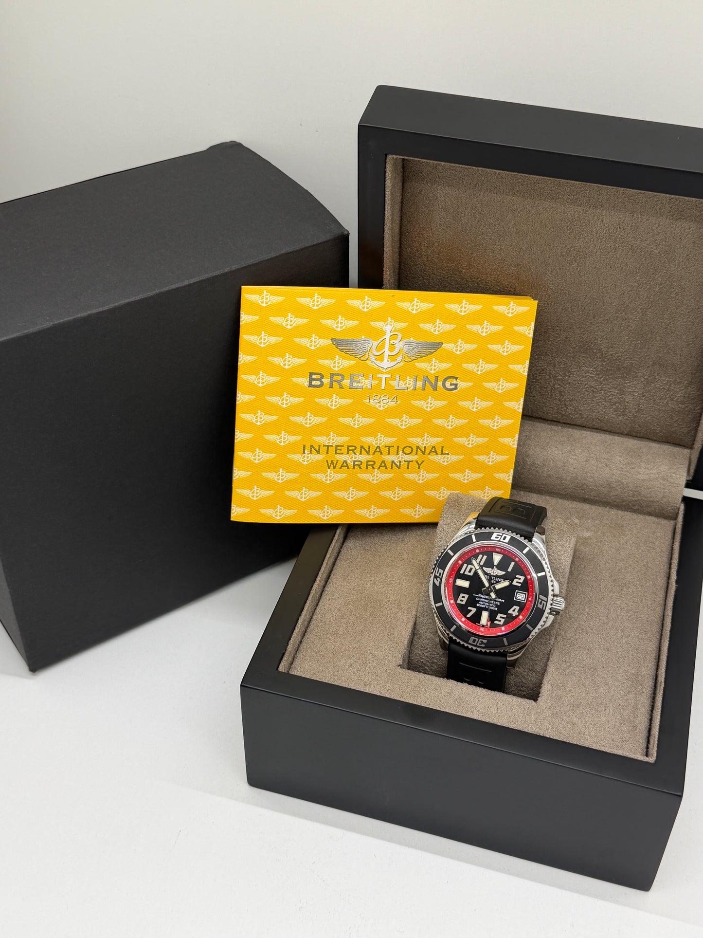 Breitling - Superocean42 Superocean 42 Black & Red Dial - Ref A17364 - Rubber Strap - Year 2010