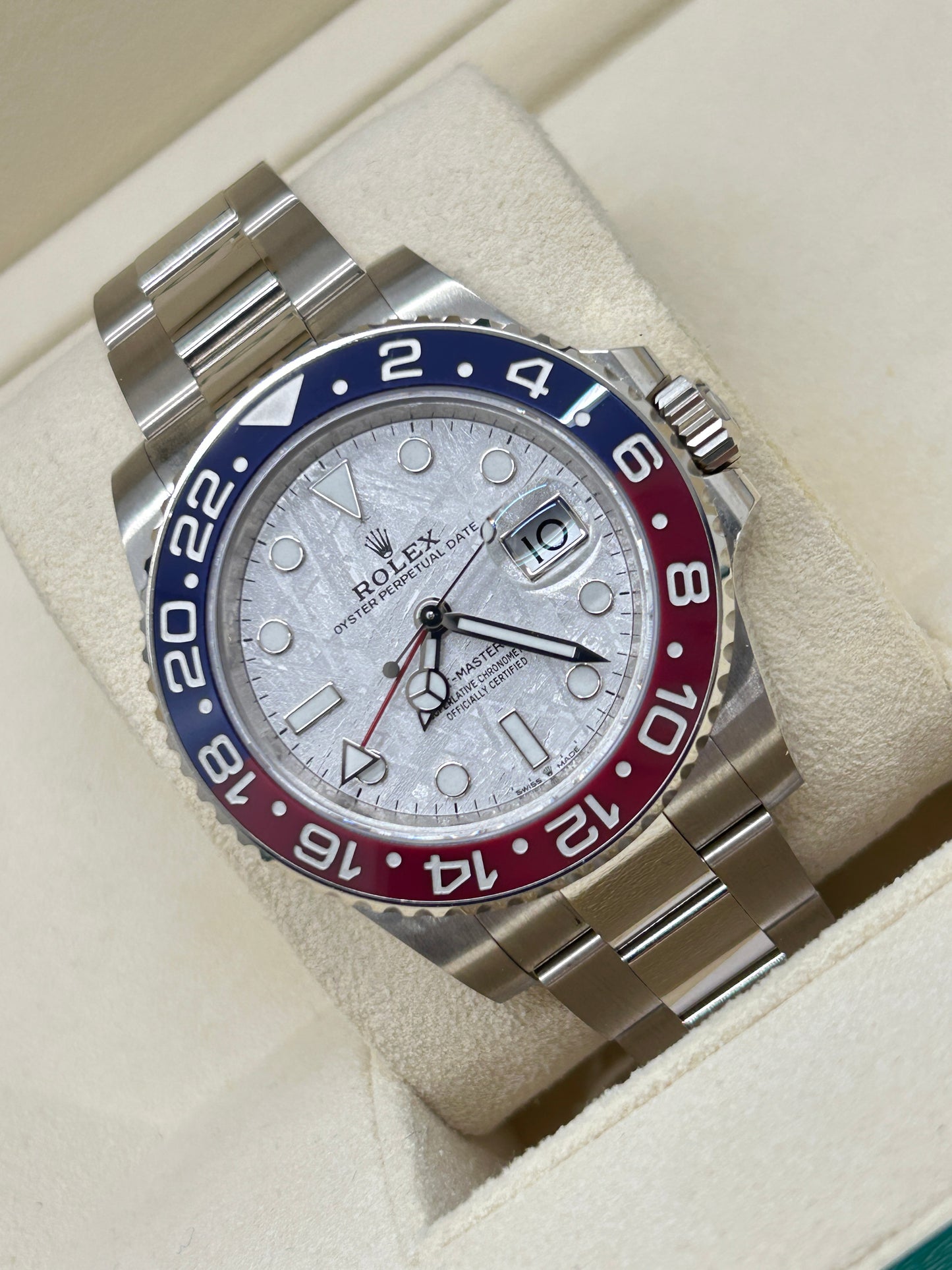 Rolex GMT-Master II - Pepsi - Meteorite Dial - 18k White Gold Ref - 126719BLRO - Year 2022