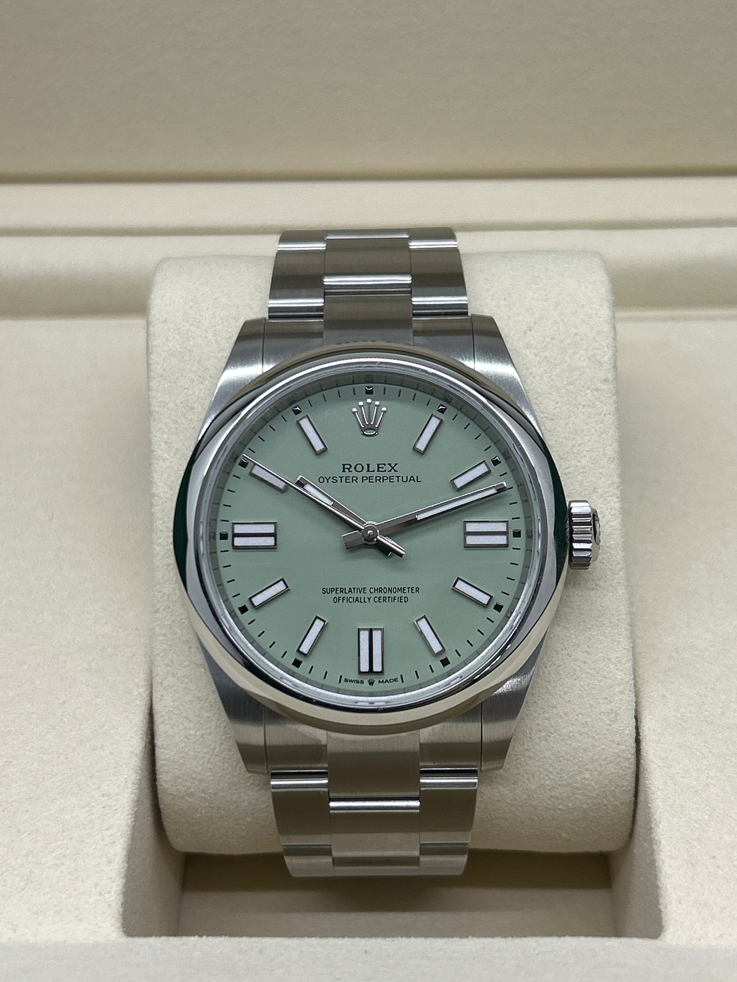 Rolex Oyster Perpetual Stainless - Pistachio Dial - New 2025