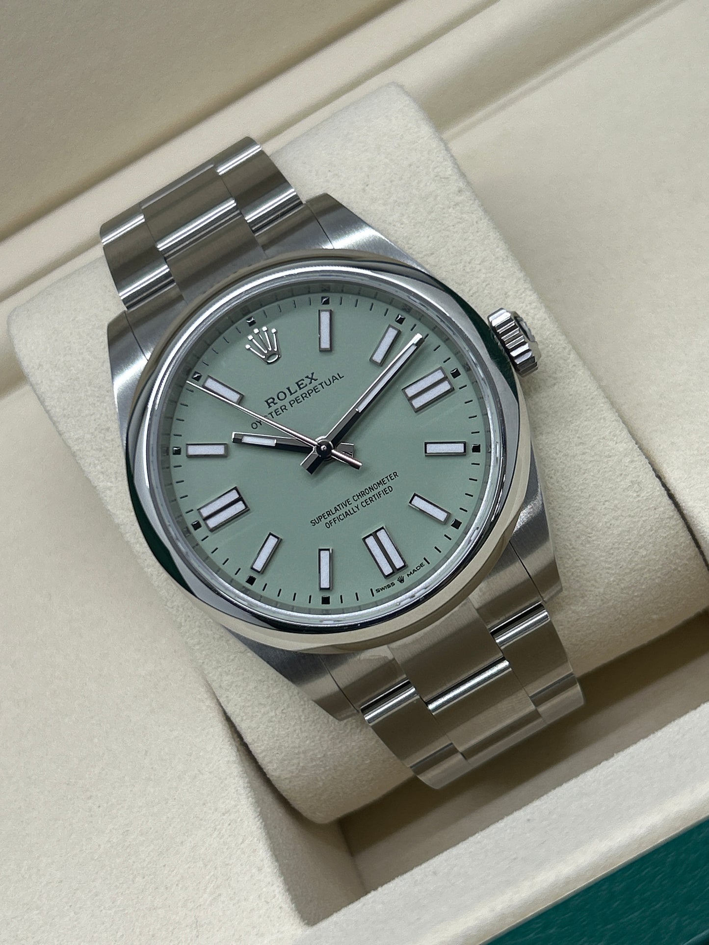 Rolex Oyster Perpetual Stainless - Pistachio Dial - New 2025