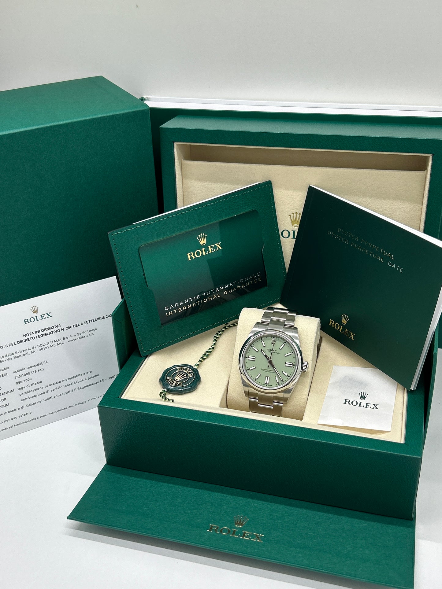 Rolex Oyster Perpetual Stainless - Pistachio Dial - New 2025
