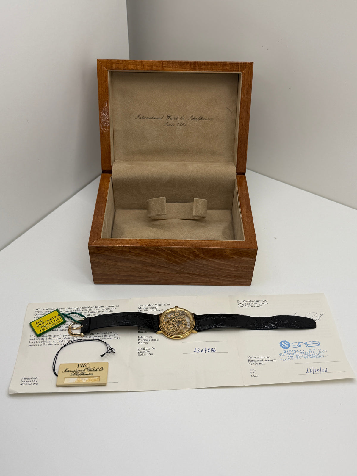IWC Portofino Squelette 34mm - Ref 2701 - Yellow Gold - Box & Paper - Year 2001