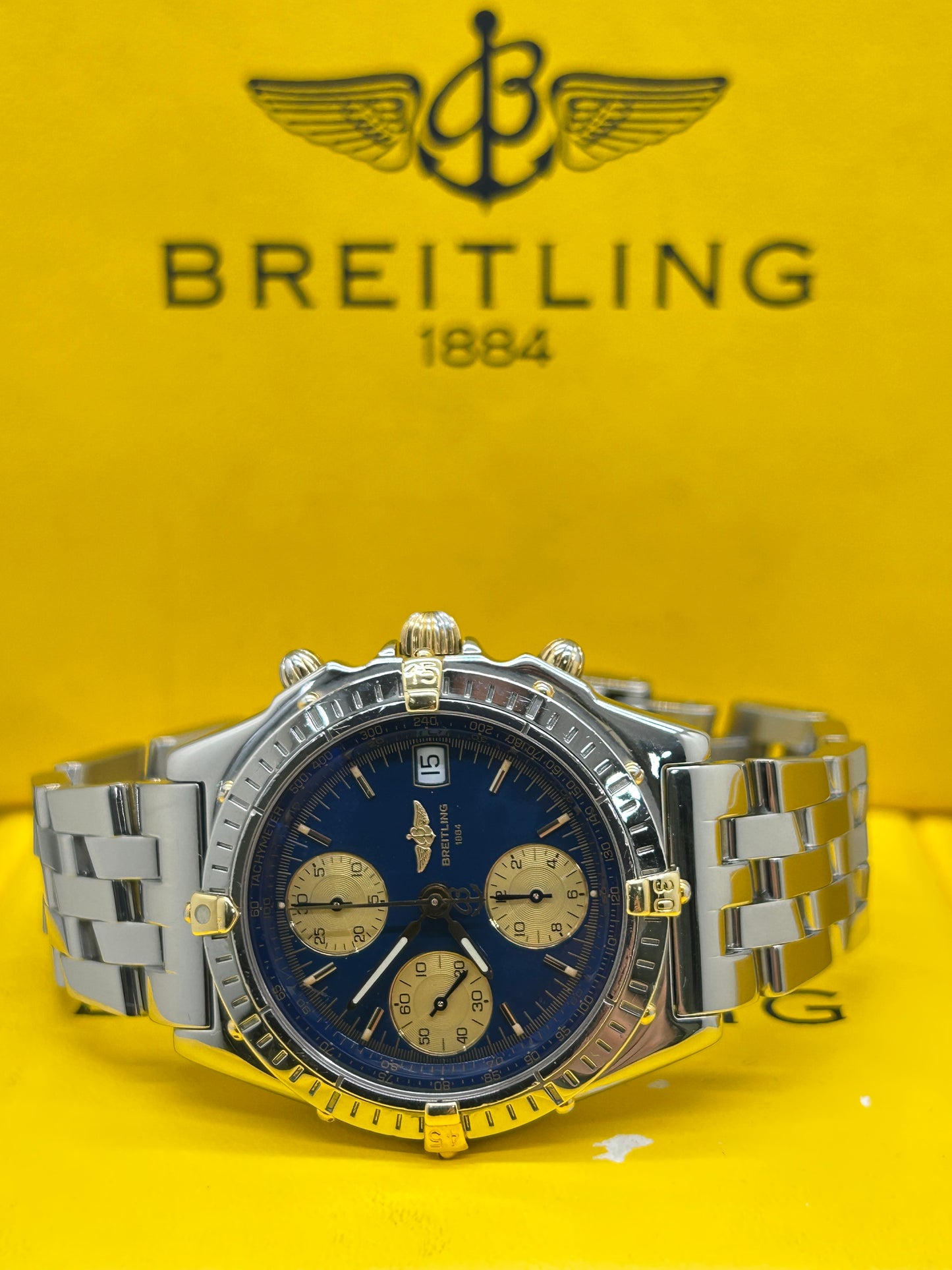 Breitling Chronomat Blue Dial 18Kt Yellow Gold & Steel - Ref. B13050.1 - Year 1995