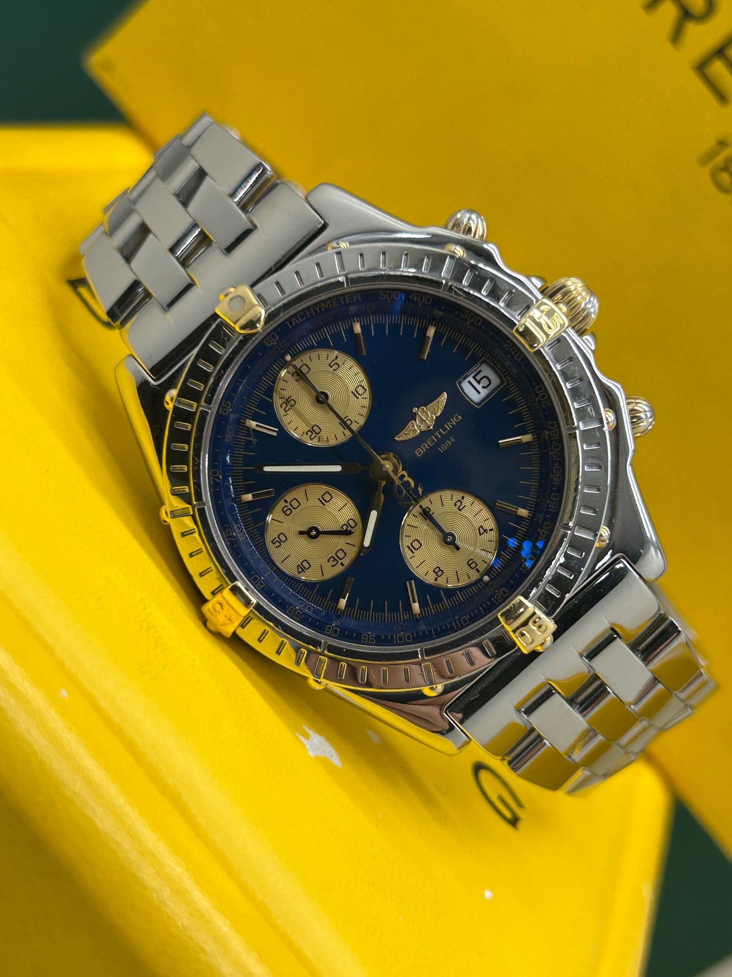 Breitling Chronomat Blue Dial 18Kt Yellow Gold & Steel - Ref. B13050.1 - Year 1995