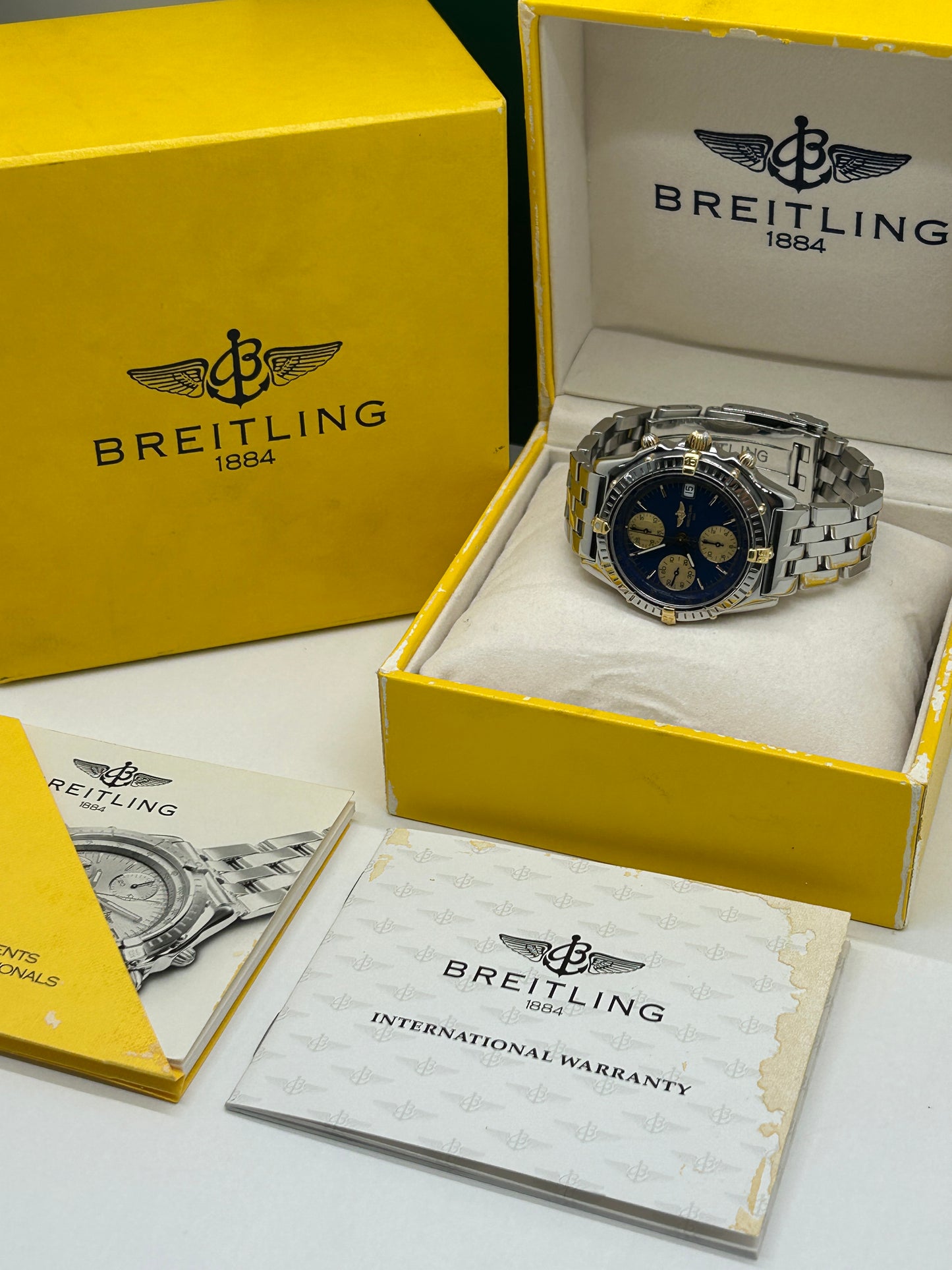Breitling Chronomat Blue Dial 18Kt Yellow Gold & Steel - Ref. B13050.1 - Year 1995