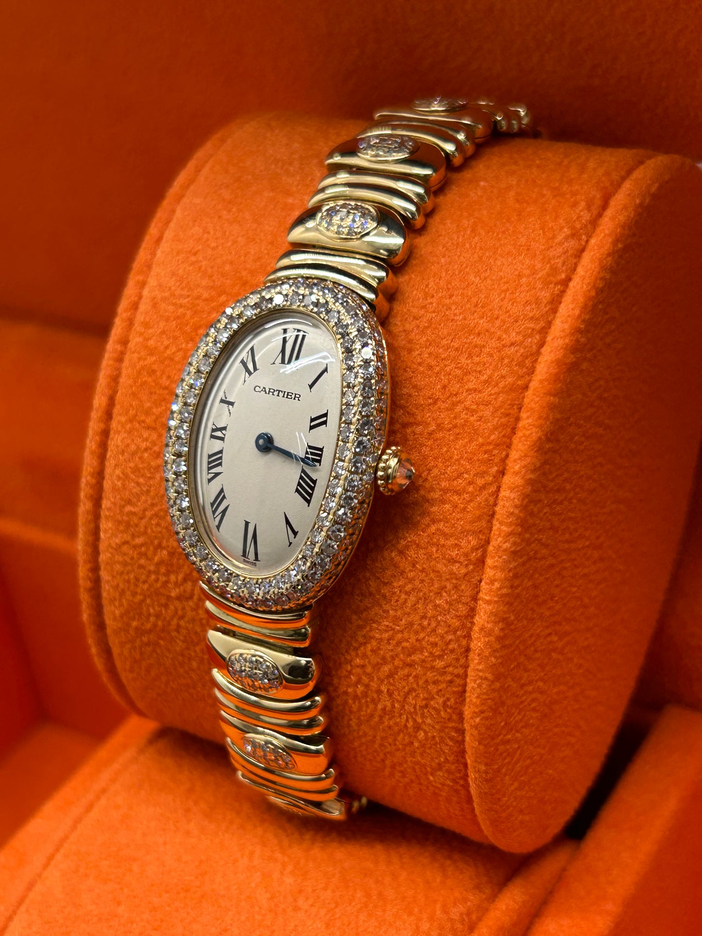 Cartier Baignoire Ladies 18k Yellow Gold & Factory Diamonds - Ref 8057912