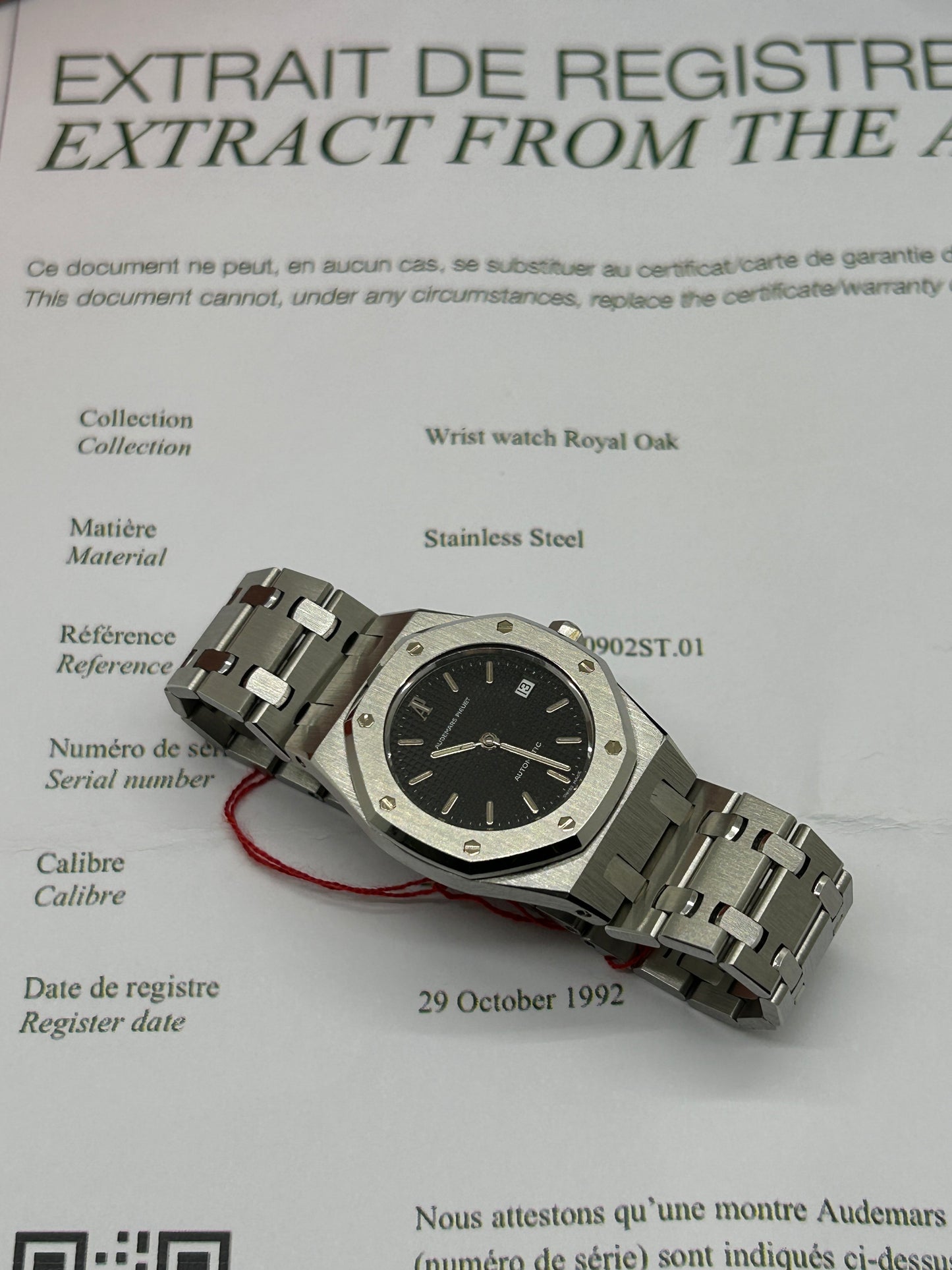 Audemars Piguet Royal Oak Automatic 30mm Automatic - Black Dial - Ref 14470ST - AP Extract - Year 1992