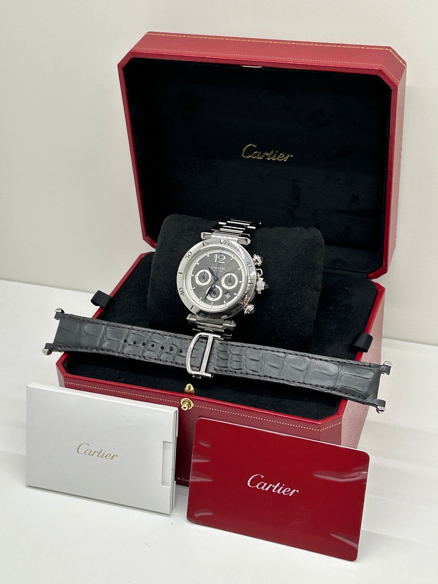 Cartier Pasha Chronograph Stainless - Ref WSPA0027 - Double Strap -Like New 2023