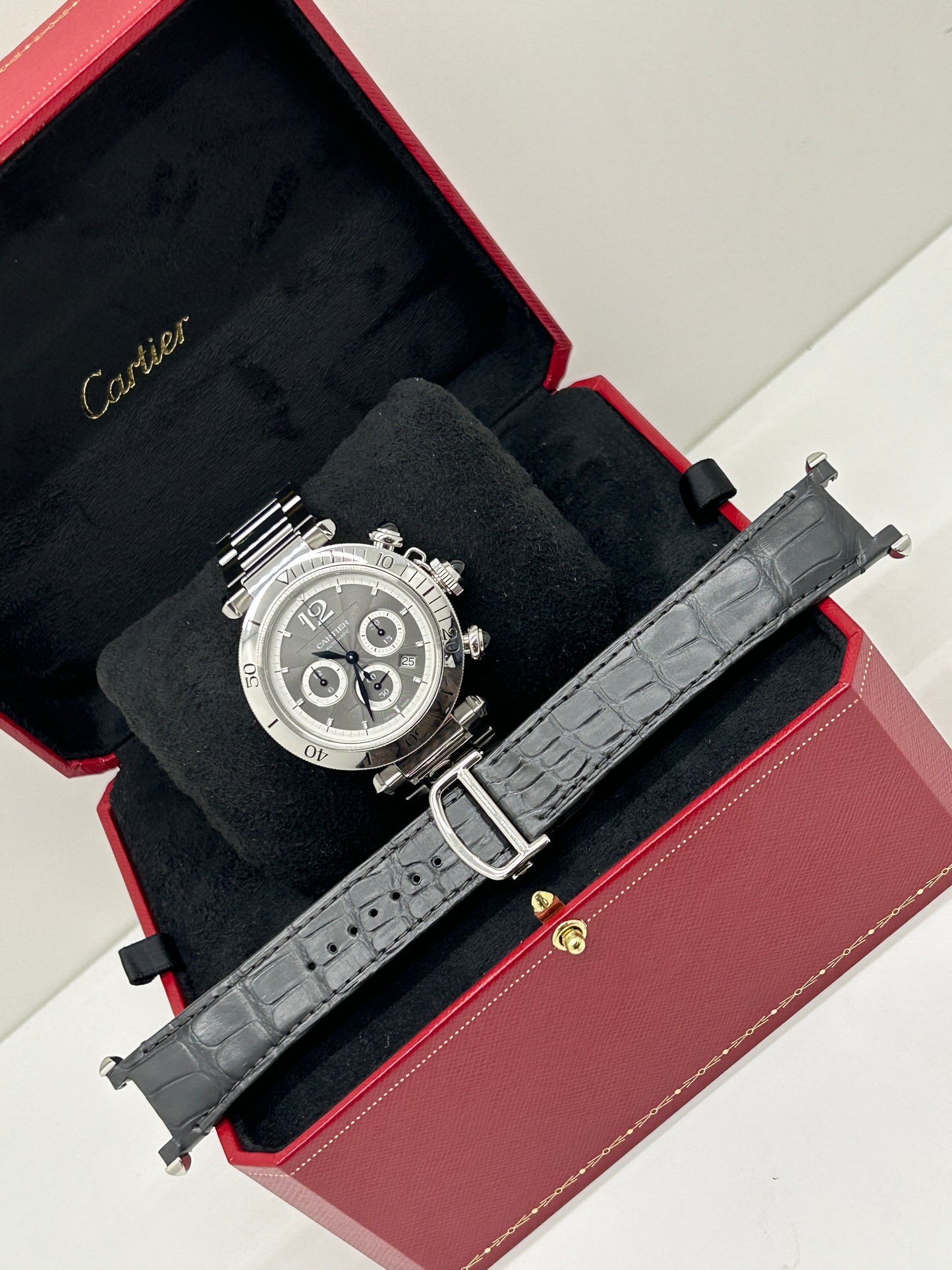 Cartier Pasha Chronograph Stainless - Ref WSPA0027 - Double Strap -Like New 2023