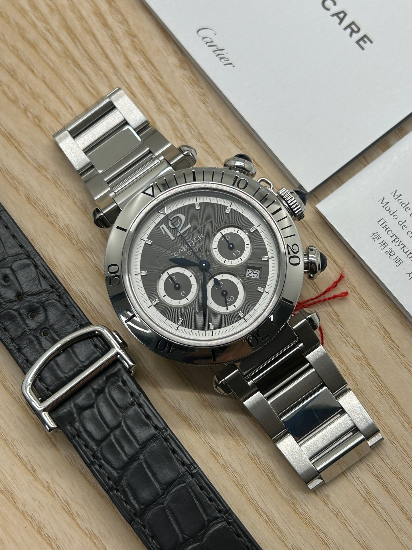 Cartier Pasha Chronograph Stainless - Ref WSPA0027 - Double Strap -Like New 2023