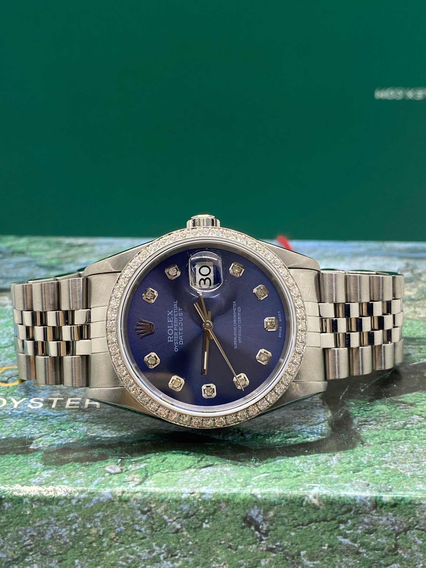 Rolex Datejust 36 - Blue After Market Diamonds Dial - Ref 16234 - Year 2001