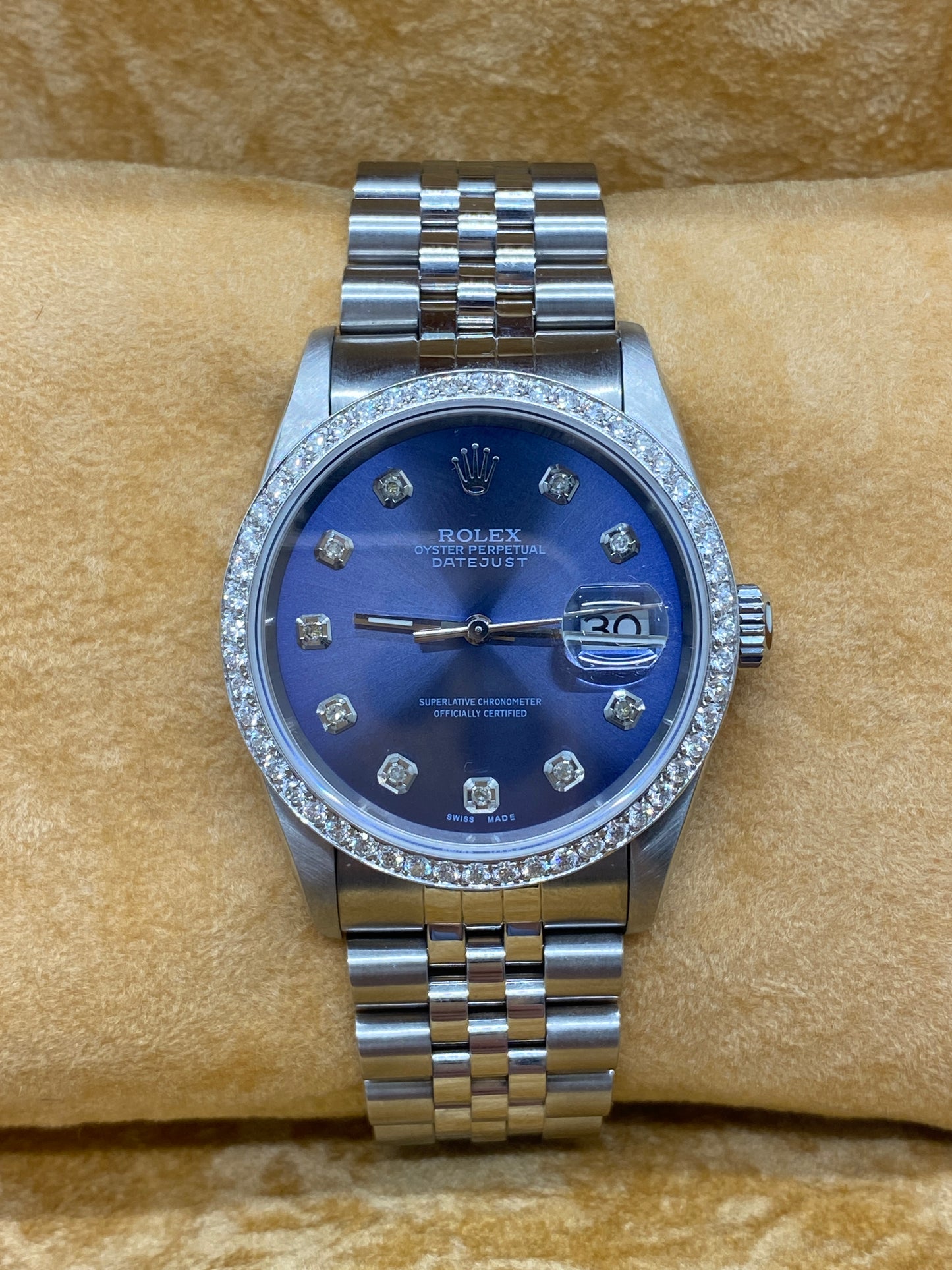 Rolex Datejust 36 - Blue After Market Diamonds Dial - Ref 16234 - Year 2001