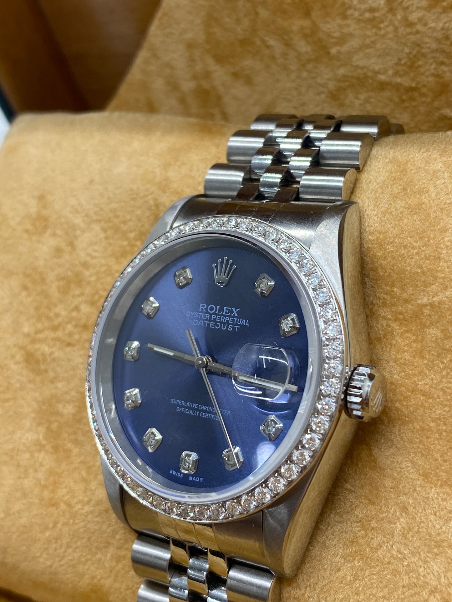 Rolex Datejust 36 - Blue After Market Diamonds Dial - Ref 16234 - Year 2001