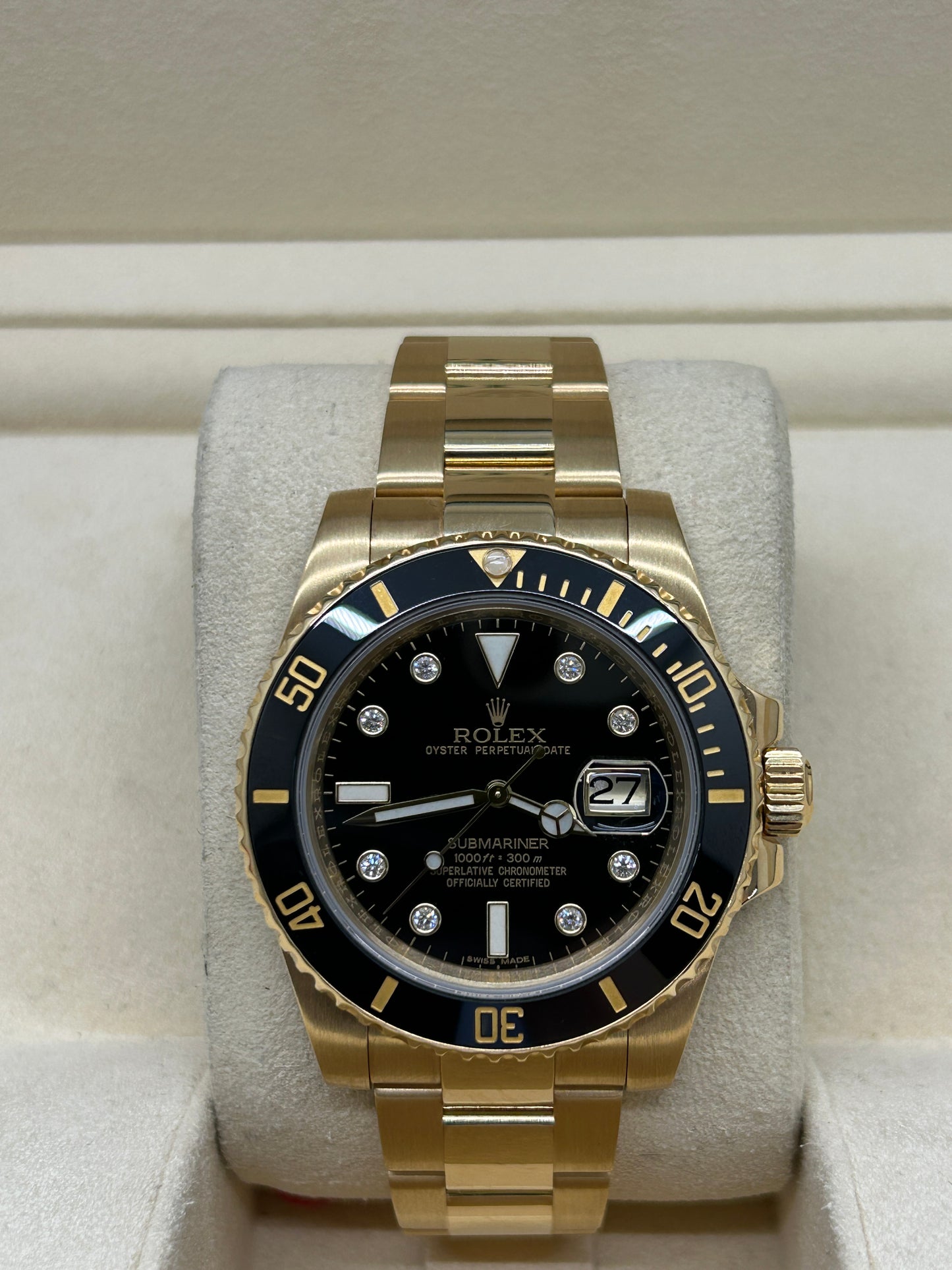Rolex Submariner Date - 18kt Yellow Gold - Black Diamond Dial - 116618LN - Year 2013