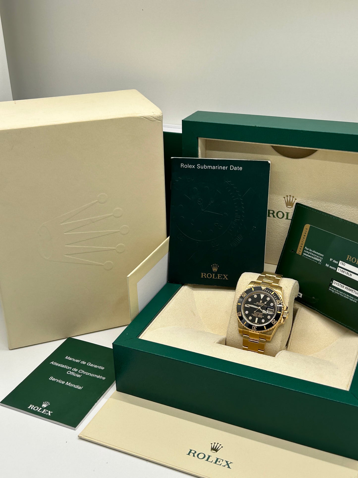 Rolex Submariner Date - 18kt Yellow Gold - Black Diamond Dial - 116618LN - Year 2013