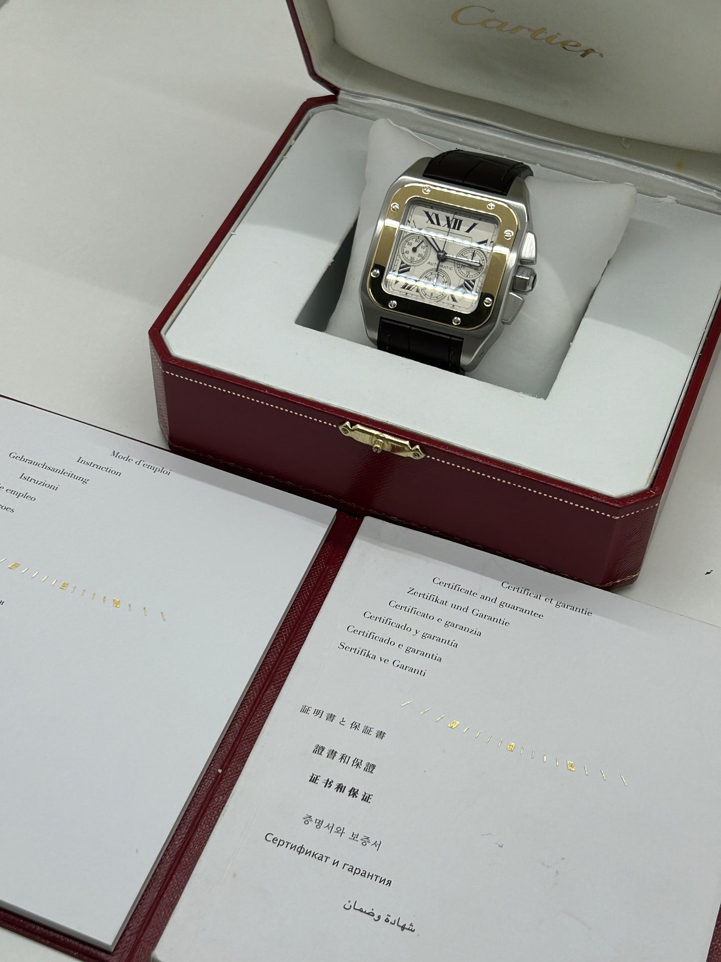 Cartier Santos 100 XL Chronograph - Yellow Gold & Steel - Ref 2740 - Year 2006