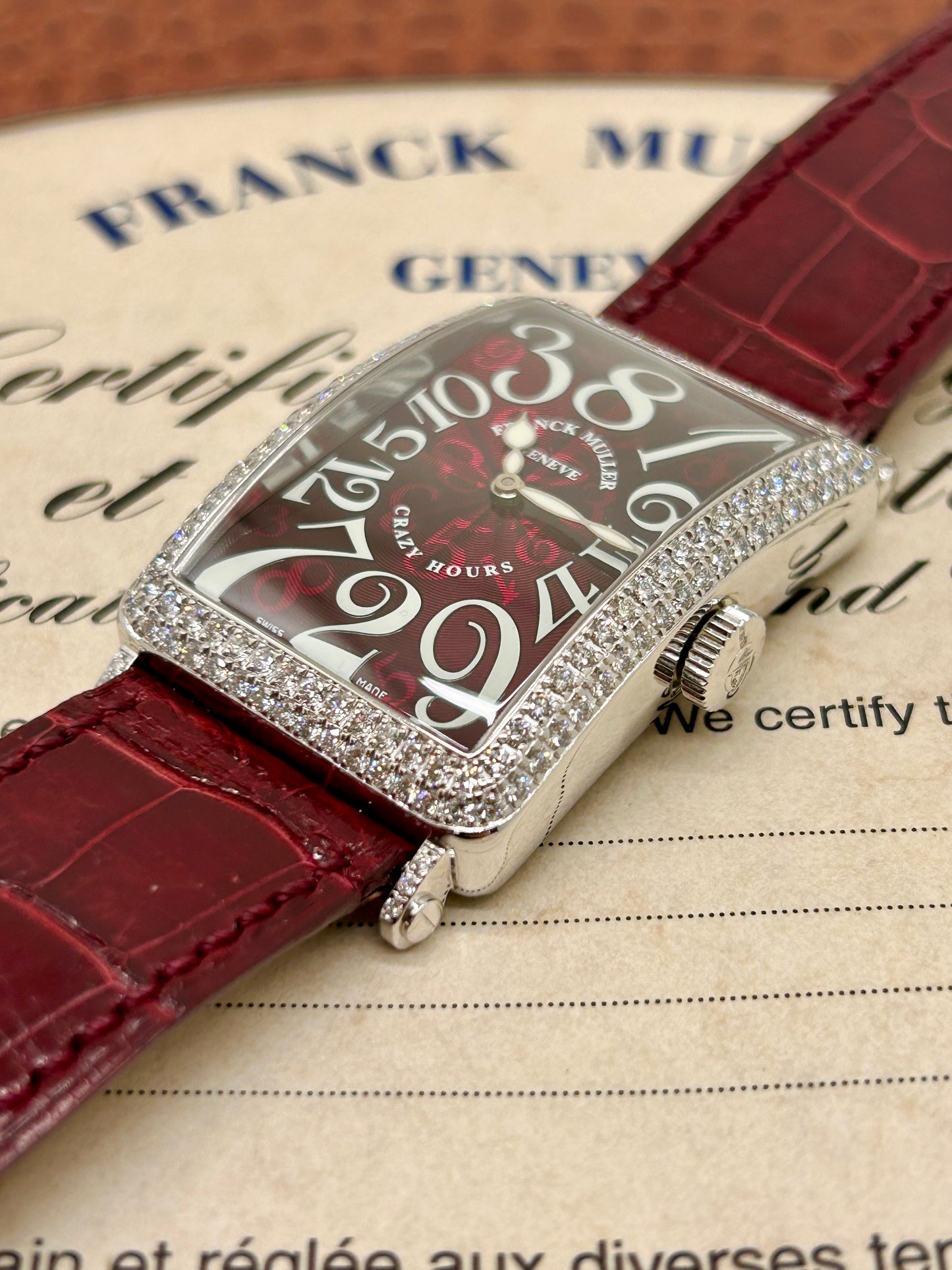 Franck Muller Long Island Crazy Hours - 18Kt White Gold & Diamonds - Ref 1200CH D