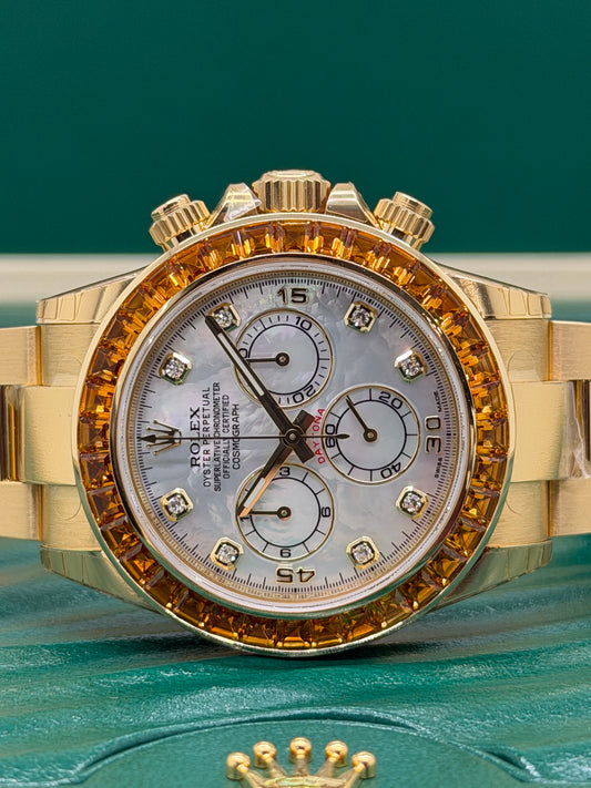 Rolex Daytona Orange Sapphire - SACO - NOS - Full Stickers Year 2019 Ref 116578SACO - Official Service
