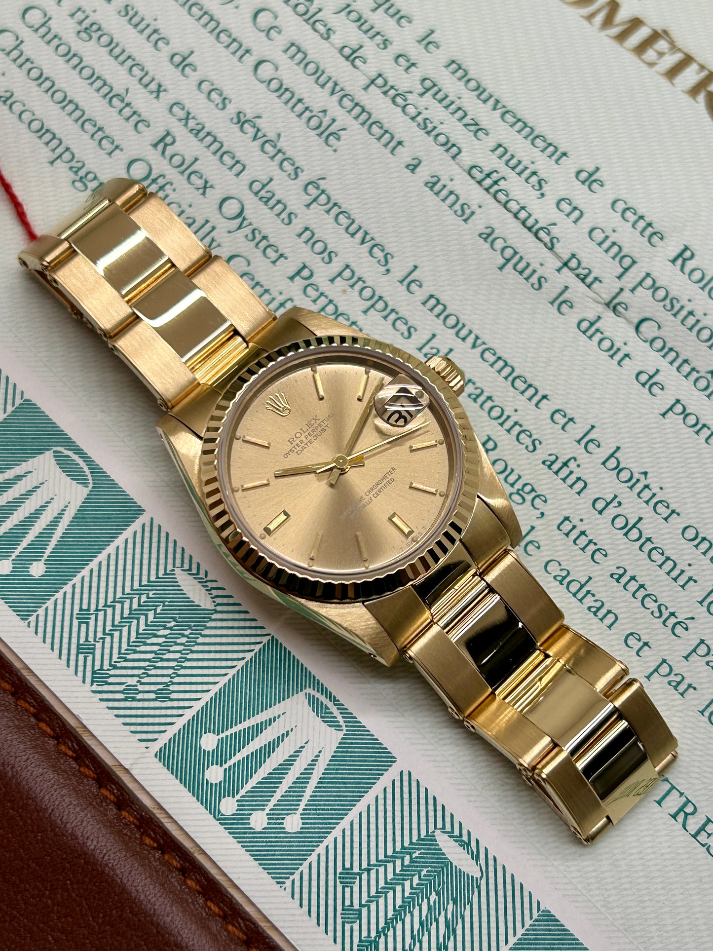 Rolex Datejust 31 - 18Kt yellow Gold - Gold Dial - Ref 68278 - Perfect Condition - Year 1987