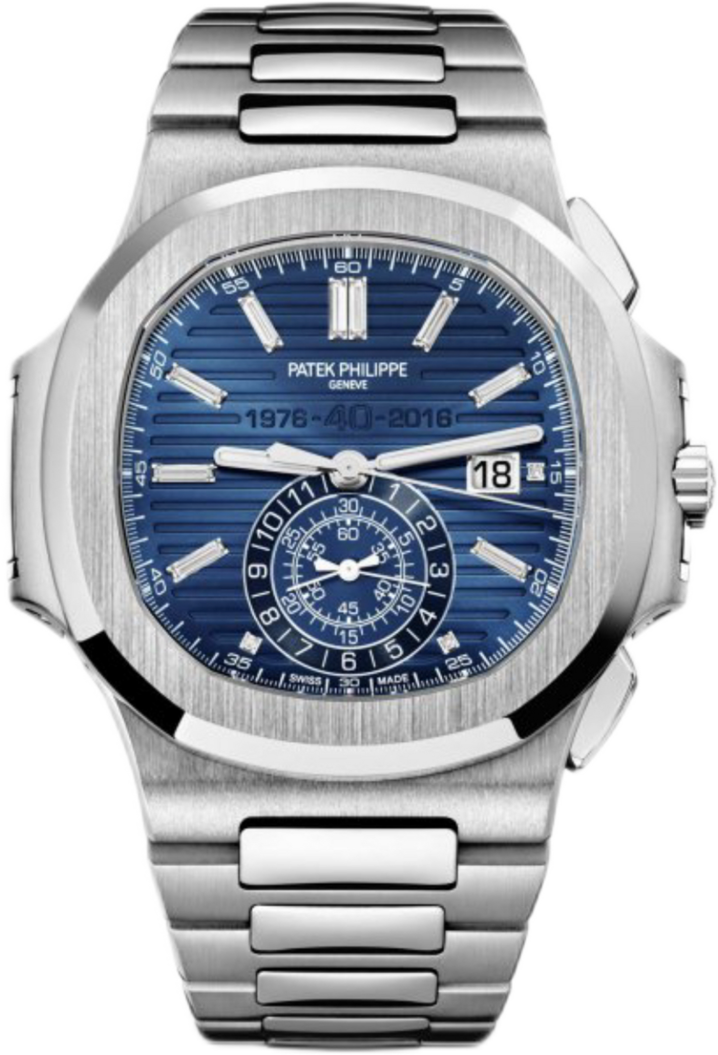 Patek Philippe Nautilus 5976/1G Chrono 40th Anniversary - White Gold Blue Dial Baguette - Factory Sealed