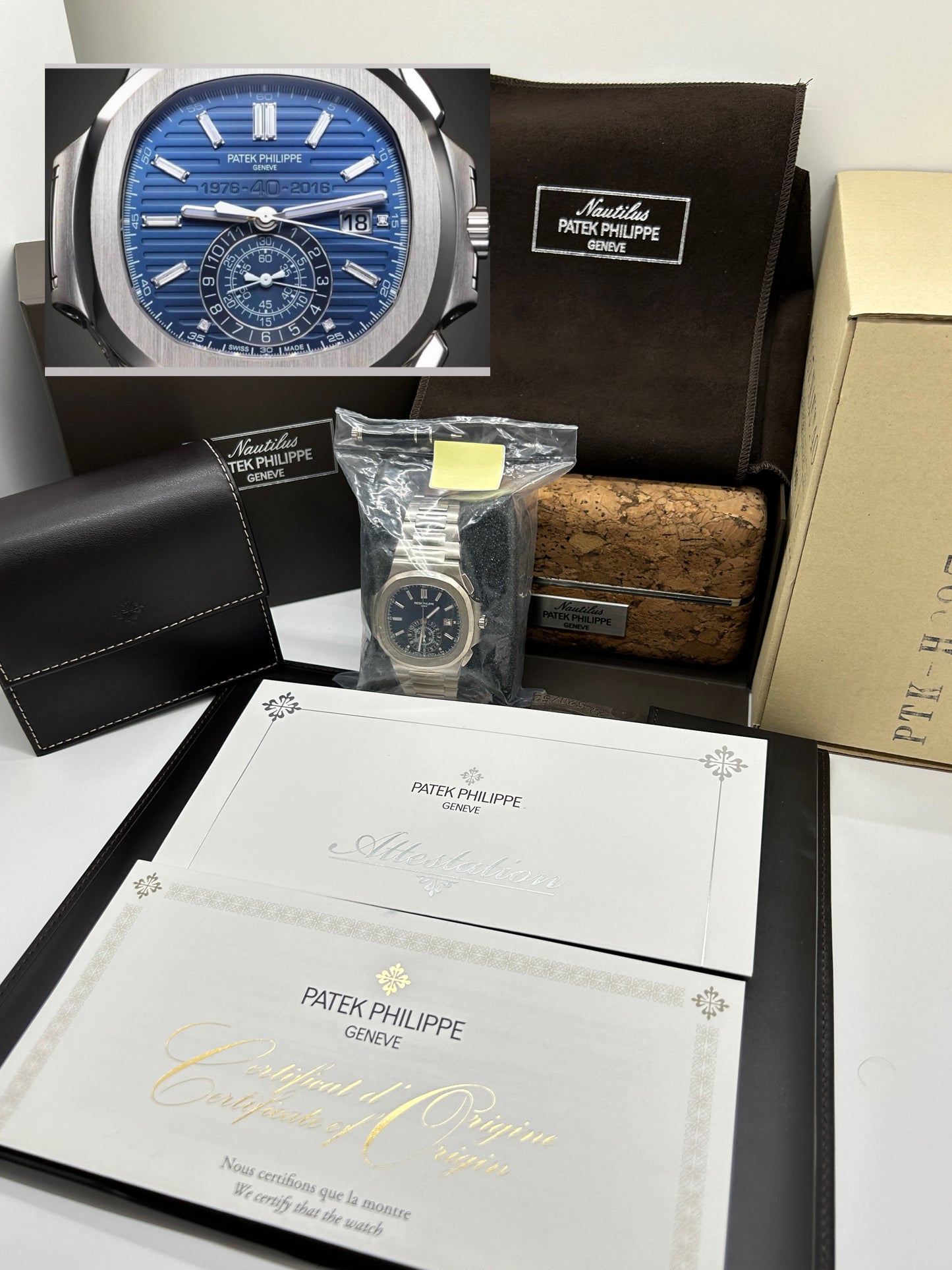 Patek Philippe Nautilus 5976/1G Chrono 40th Anniversary - White Gold Blue Dial Baguette - Factory Sealed
