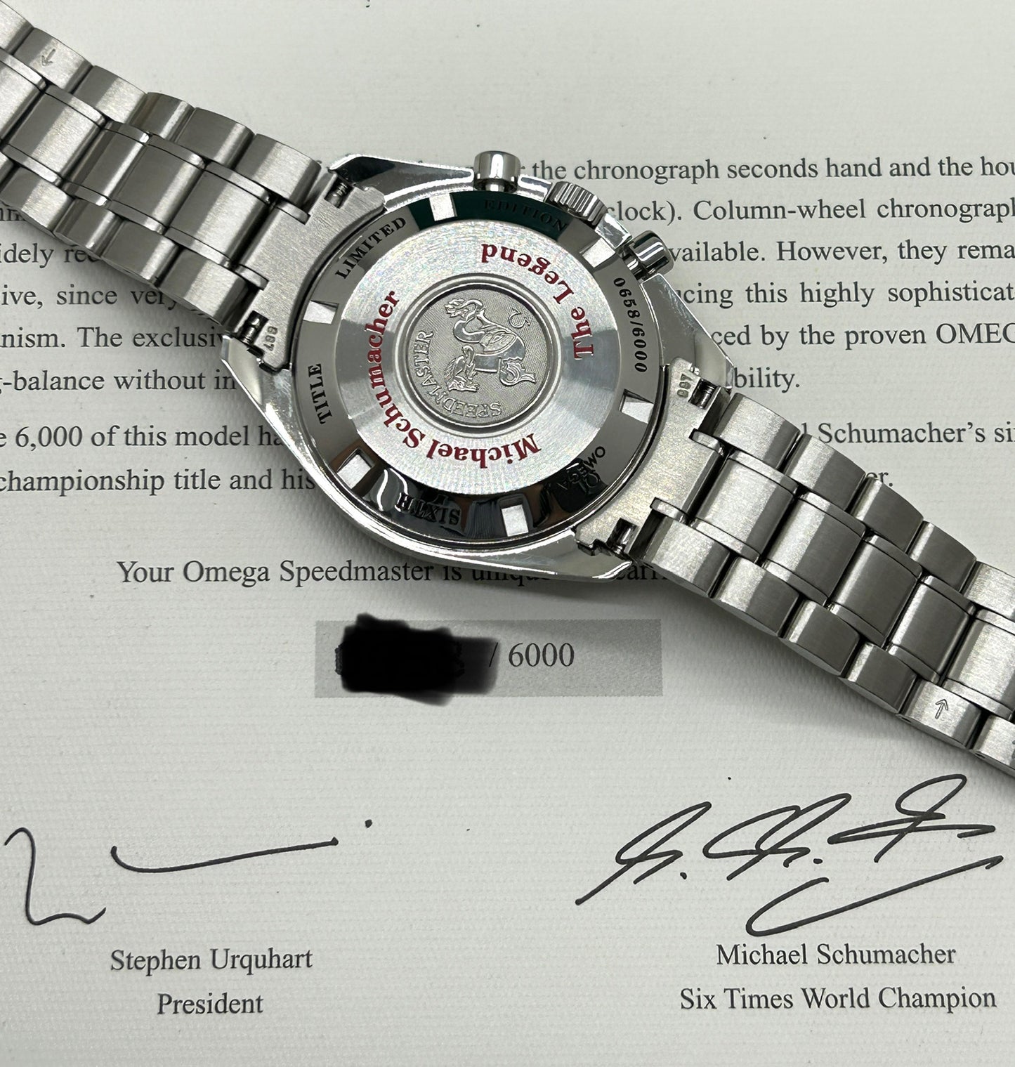 Omega Speedmaster Schumacher Legend Limited Edition - Ref 3559.3200 - Year 2004