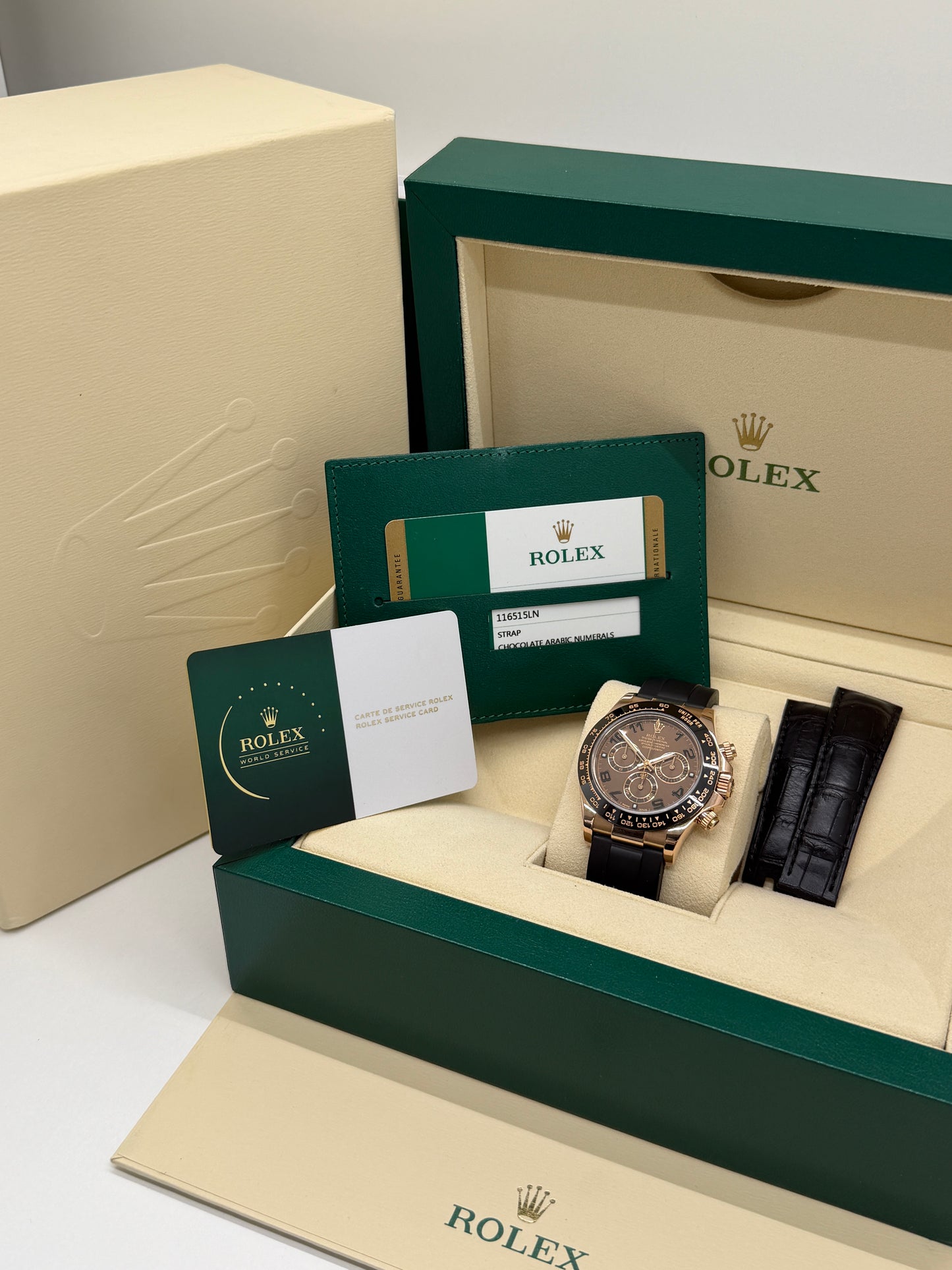 Rolex Daytona Ref.116515LN - Choco Dial Arabic Numbers - Double Strap - Y.2015 (Service Rolex 2026)