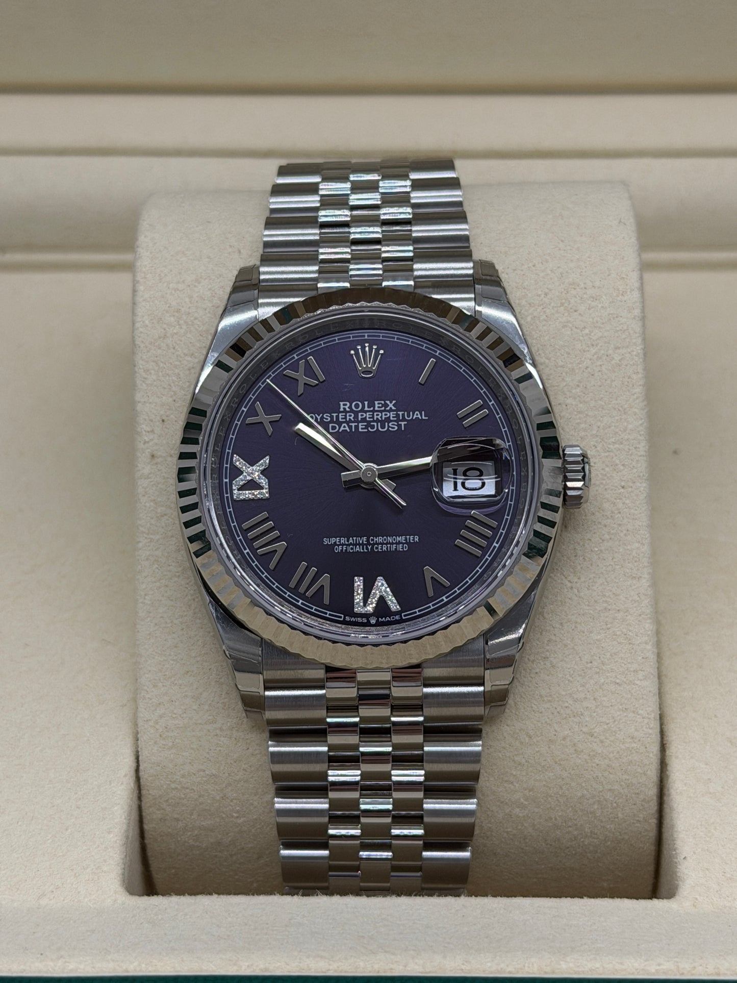 Rolex Datejust 36mm - Violet Diamonds Dial - New 2026 - Full Stickers Ref 126234