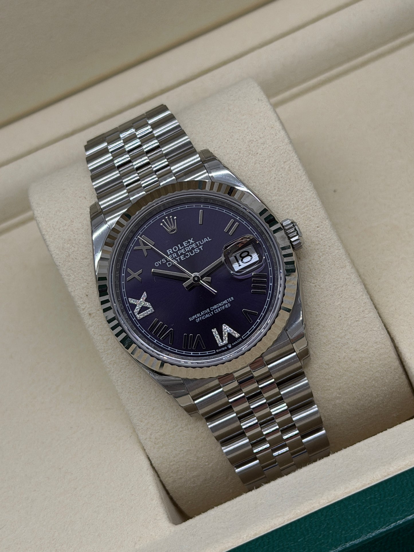 Rolex Datejust 36mm - Violet Diamonds Dial - New 2026 - Full Stickers Ref 126234
