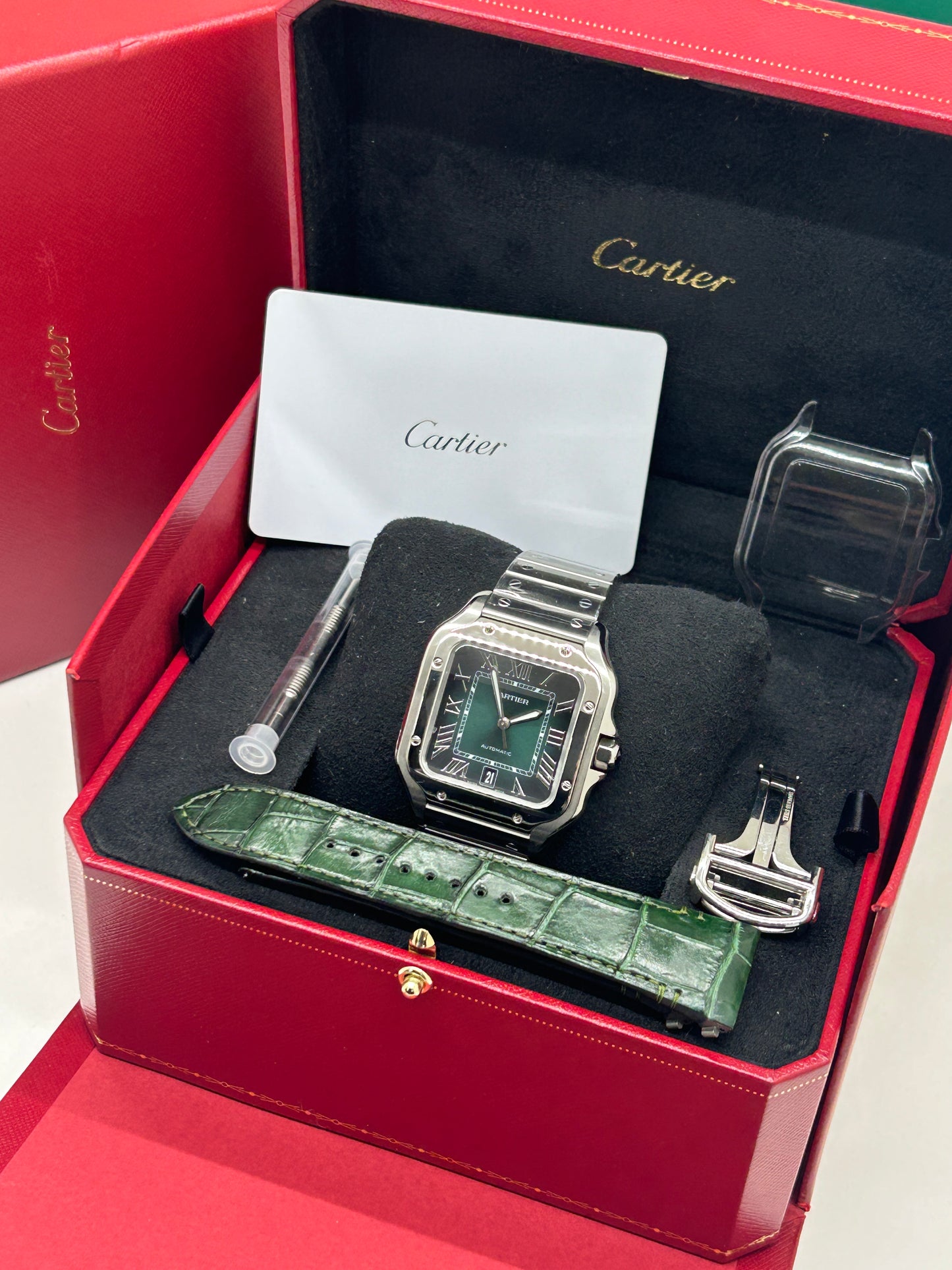 Cartier Santos Green Dial Large - Ref WSSA0062 - New 2024