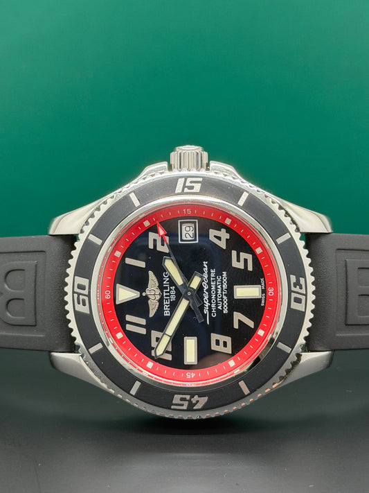 Breitling - Superocean42 Superocean 42 Black & Red Dial - Ref A17364 - Rubber Strap - Year 2010