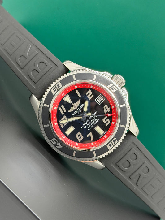 Breitling - Superocean42 Superocean 42 Black & Red Dial - Ref A17364 - Rubber Strap - Year 2010