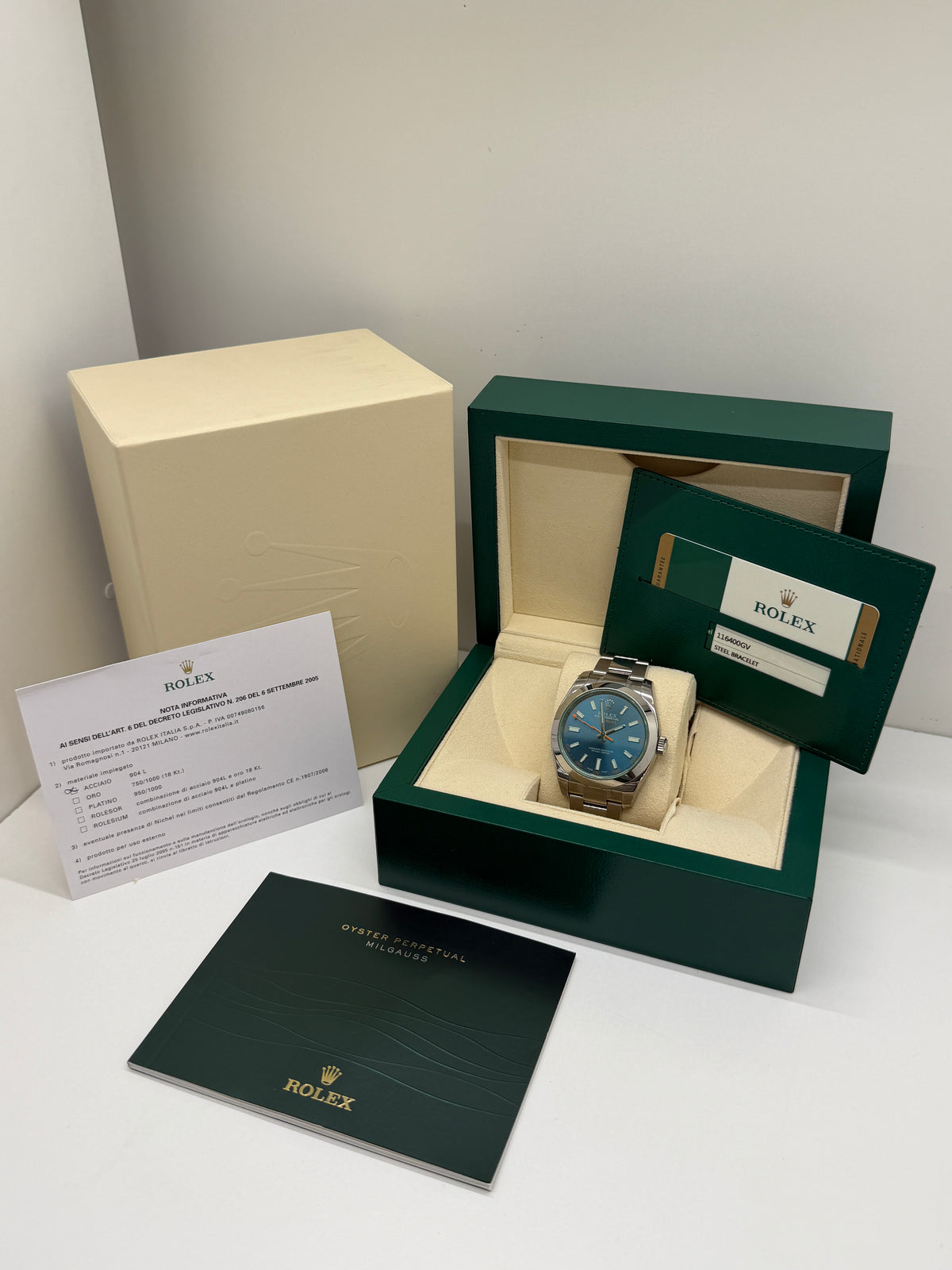 Rolex Milgauss Blue Dial - NOS - Full Stickers - Year 2015 Ref. 116400GV