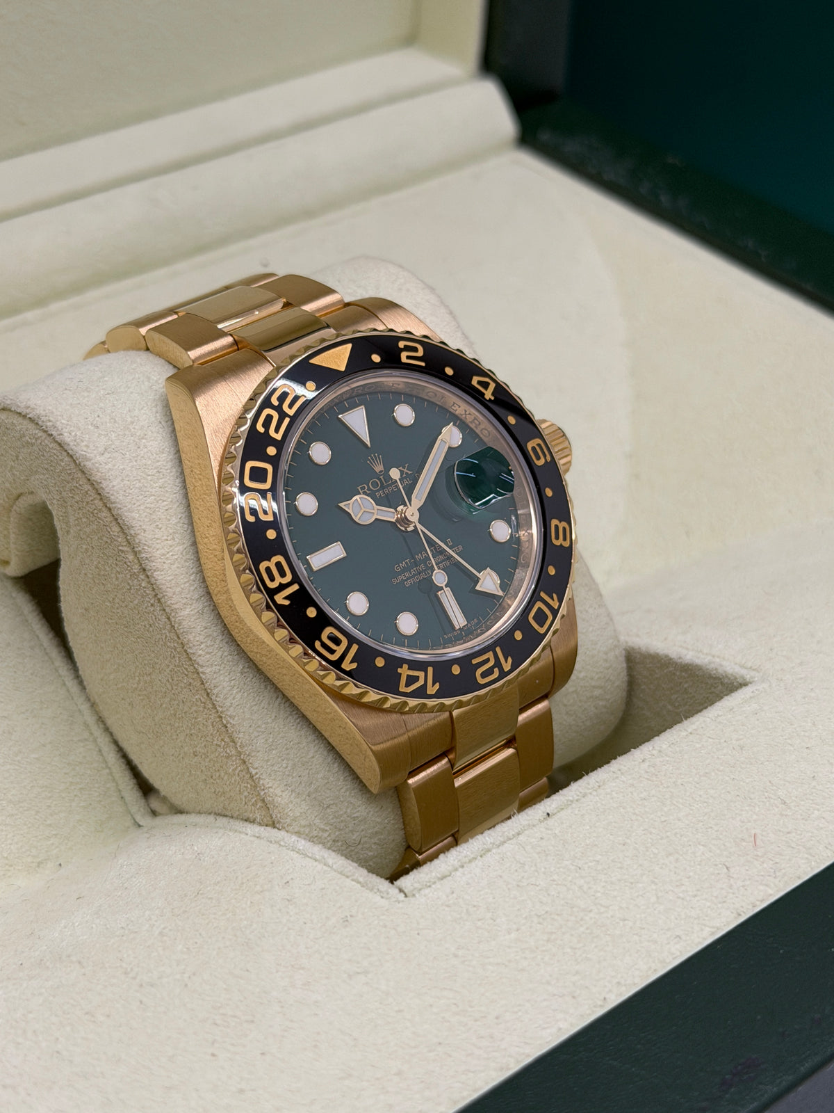 Rolex GMT-Master II - 18Kt Yellow Gold- Green Dial - Ref 116718LN - Year 2010