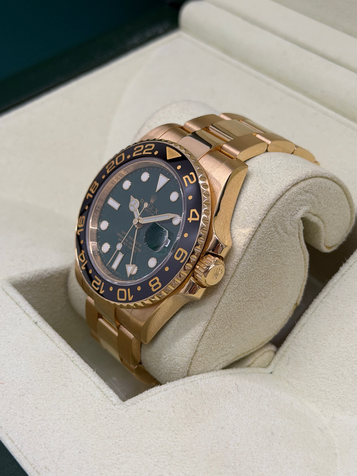 Rolex GMT-Master II - 18Kt Yellow Gold- Green Dial - Ref 116718LN - Year 2010