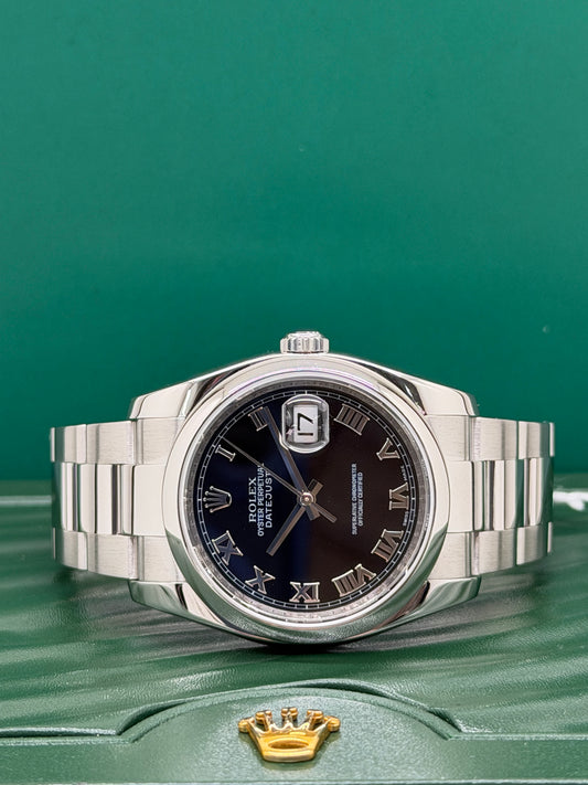 Rolex Datejust 36 - Black  Roman Dial - Ref 116200 - Year 2007