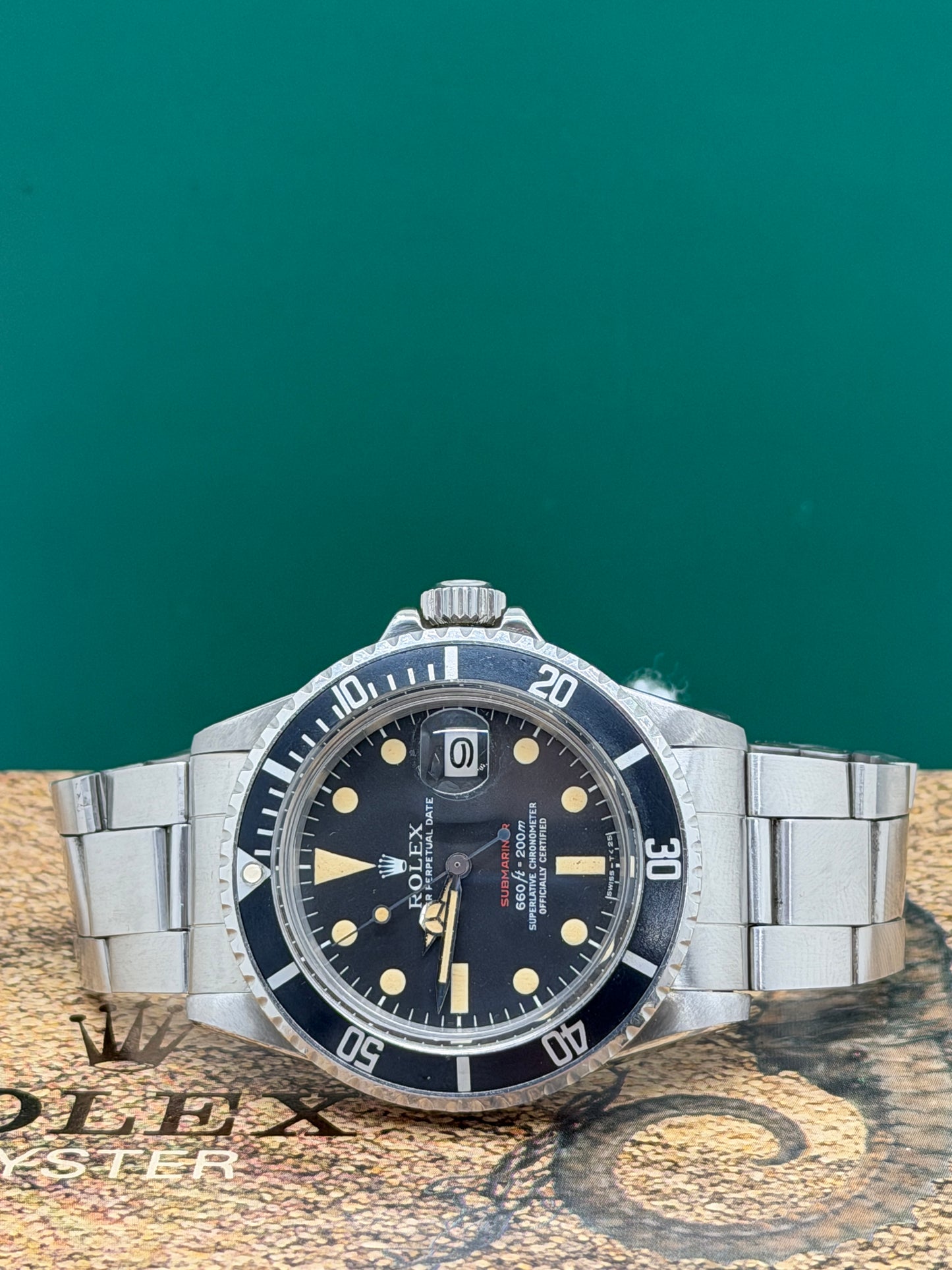 Rolex Submariner Date RED line Tritium patina - Ref.1680 - Full Set - Year 1974