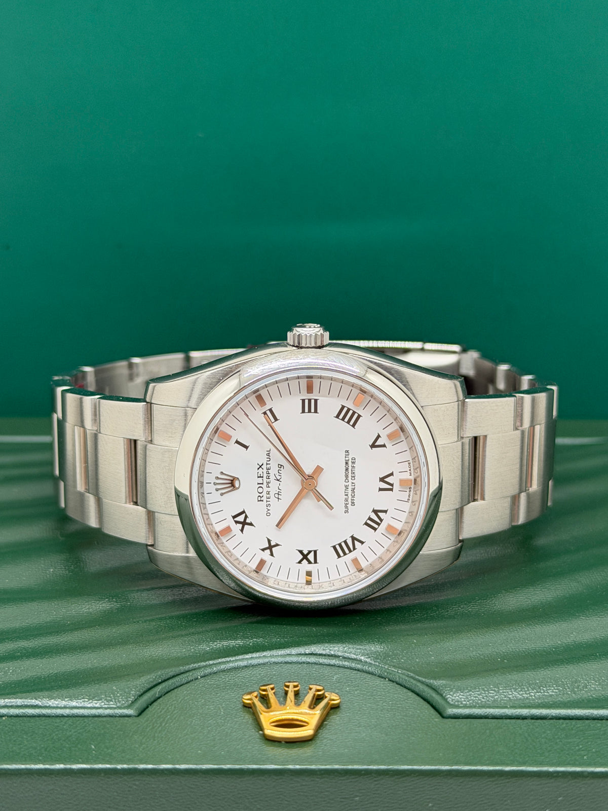 Rolex Oyster Perpetual Air King - White Roman Numerals Dial - Ref 114200 - NOS - Full Stickers - Year 2009