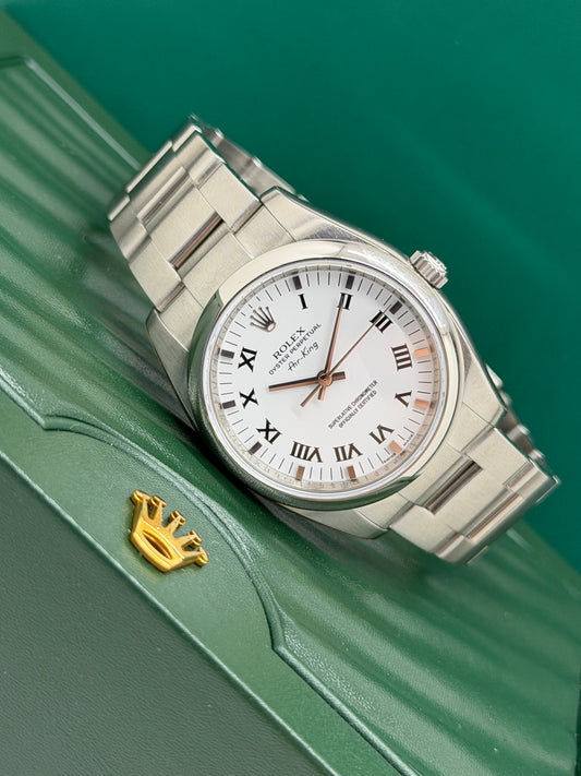 Rolex Oyster Perpetual Air King - White Roman Numerals Dial - Ref 114200 - NOS - Full Stickers - Year 2009
