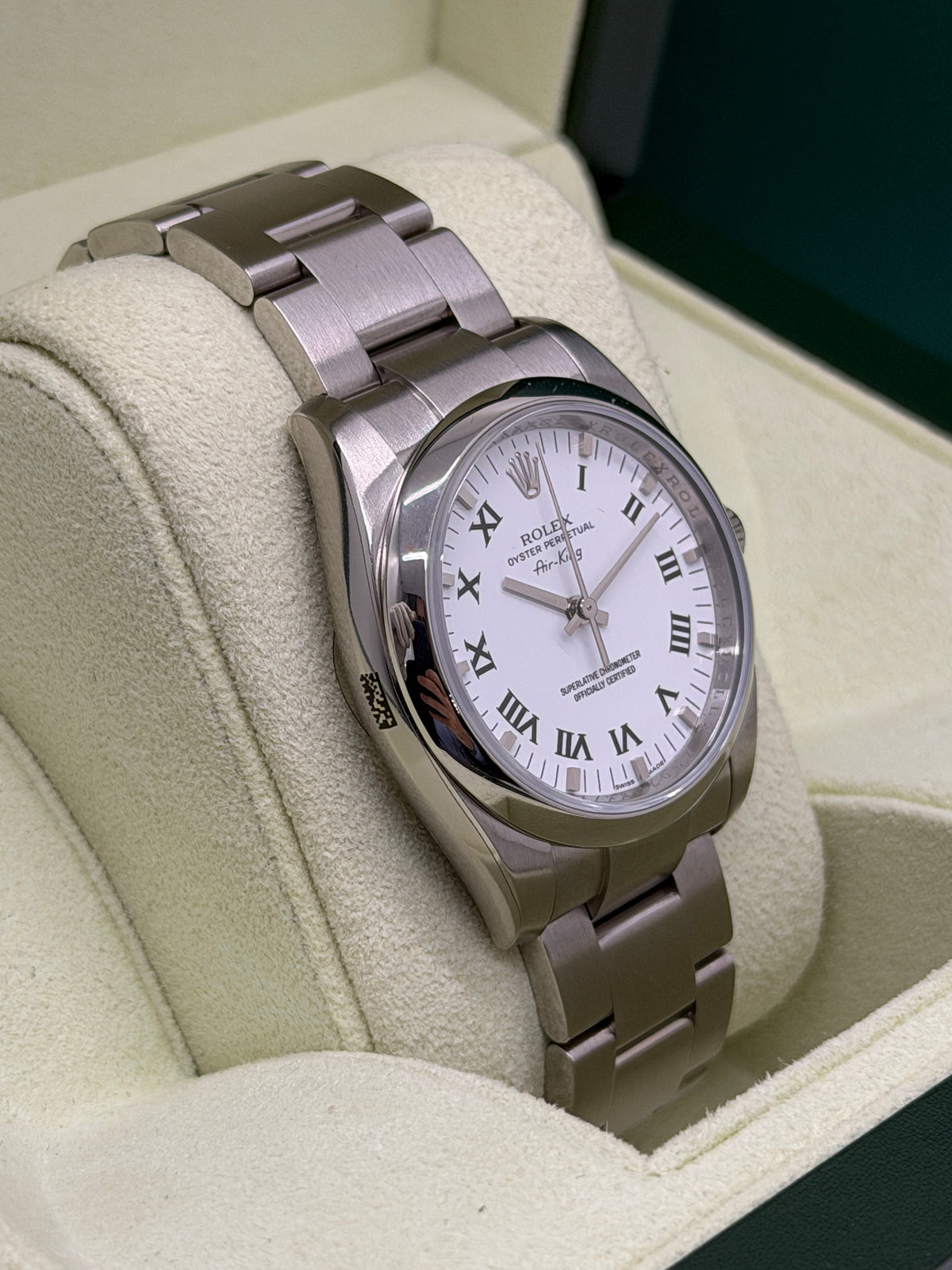 Rolex Oyster Perpetual Air King - White Roman Numerals Dial - Ref 114200 - NOS - Full Stickers - Year 2009