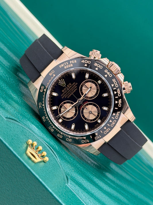 Rolex Daytona Black Dial - 18Kt Rose Gold - NOS - Full Stickers Ref 116515LN - Year 2020