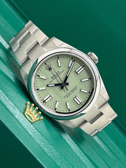 Rolex Oyster Perpetual  Stainless - Pistachio Dial - New 2025