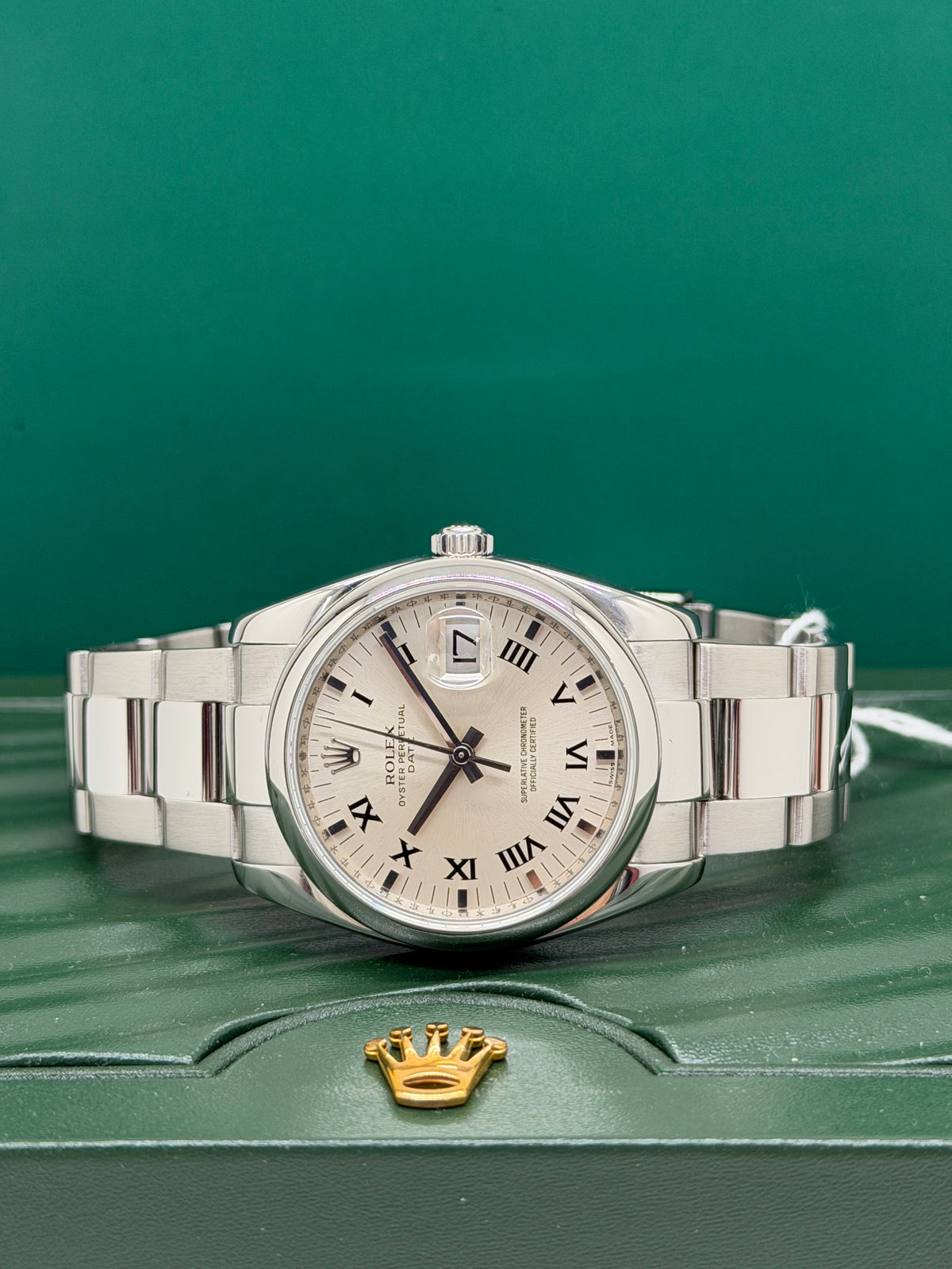 Rolex Oyster Perpetual Date 34mm - Silver Roman Numeral Dial - Ref 115200 - Year 2008